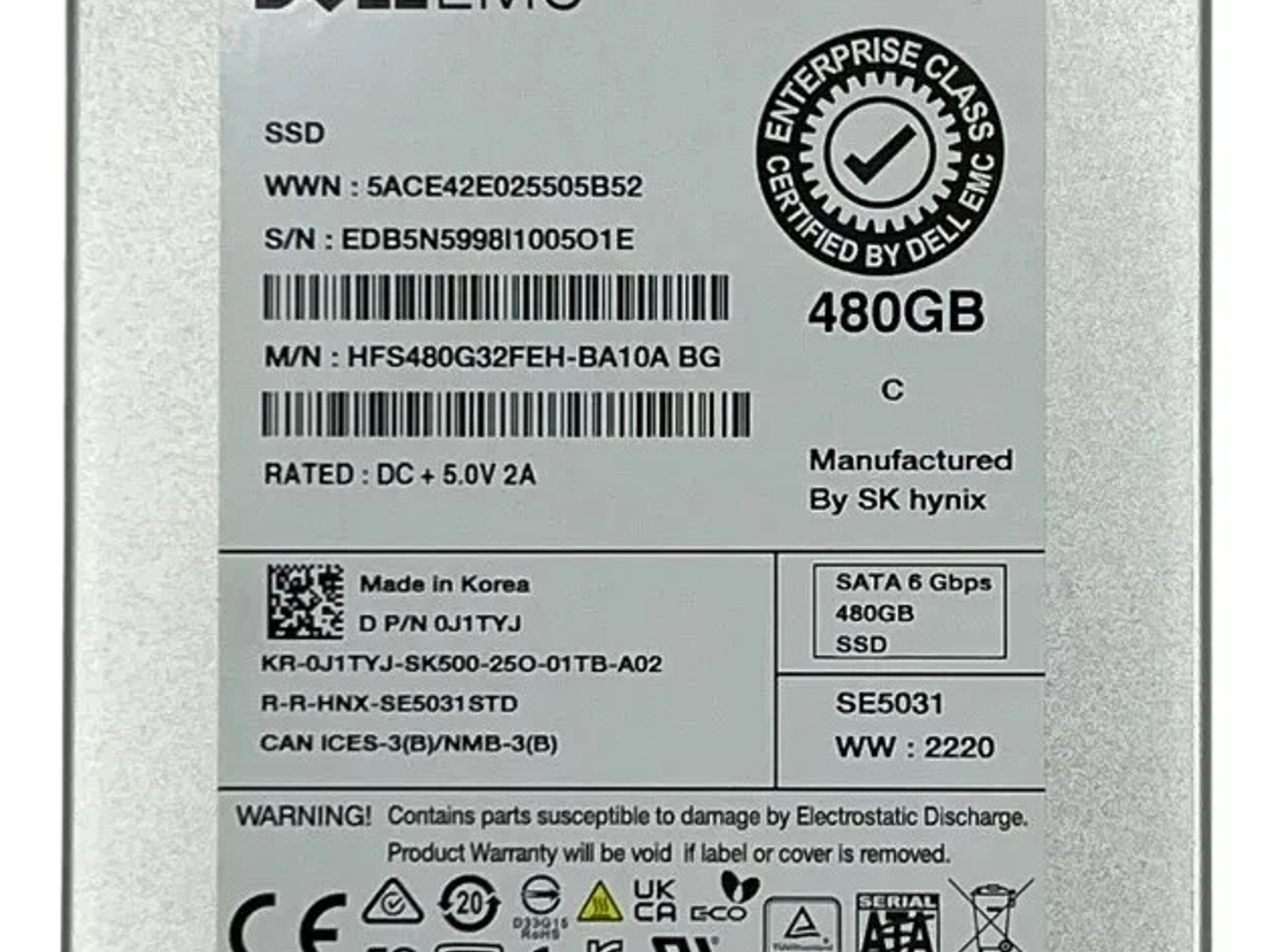 Dell J1TYJ 480 GB Solid State Drive