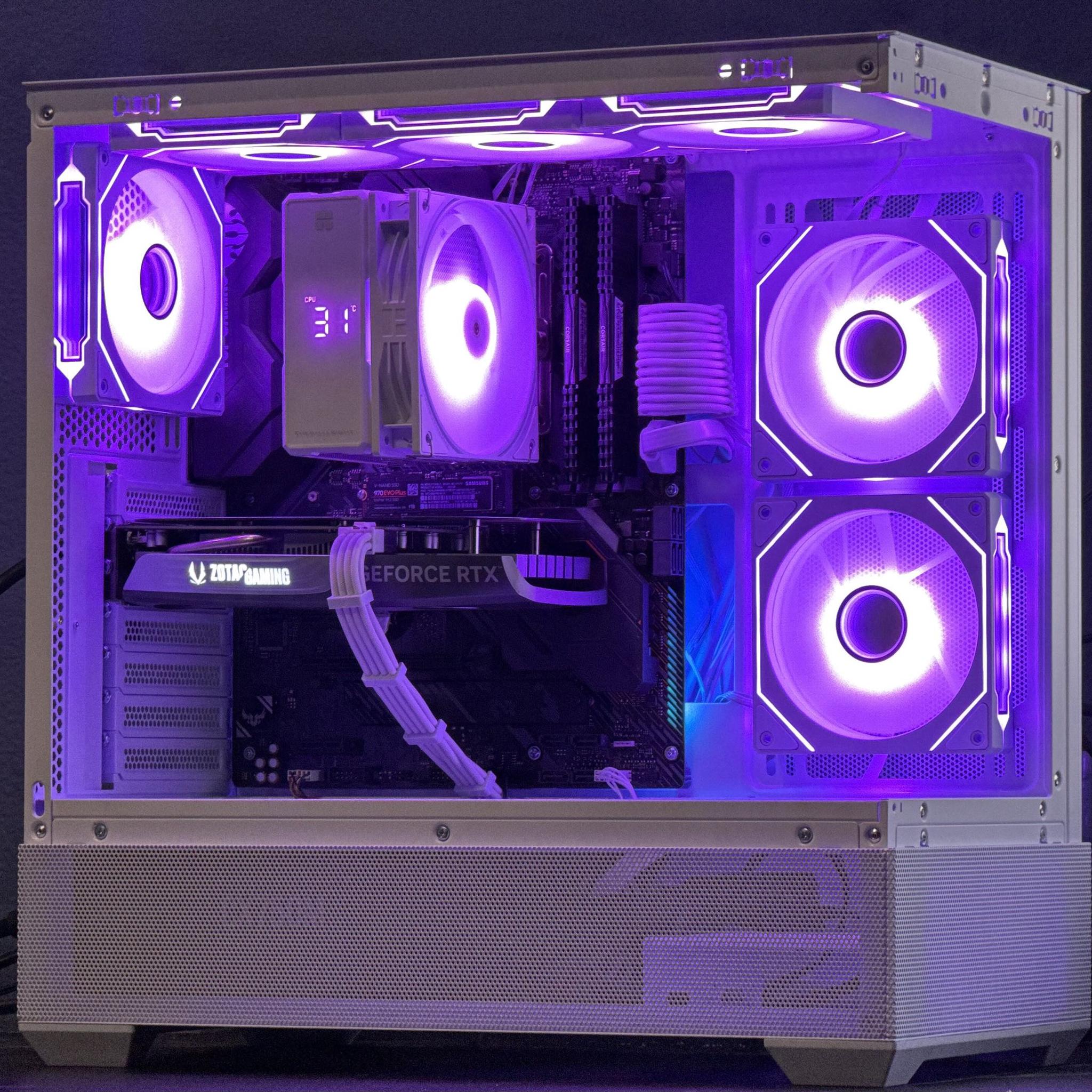 White RGB 1080P Gaming PC | RTX 4060 8GB | R5 5500 | 16 GB DDR4 | 1 TB SSD | WIFI+Bluetooth