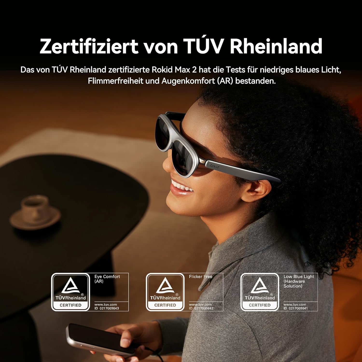 Rokid AR Spatial Black- Max2 AR Glasses & Station2 Spatial Computer Micro-OLED, 120Hz OLED, 600 Nits