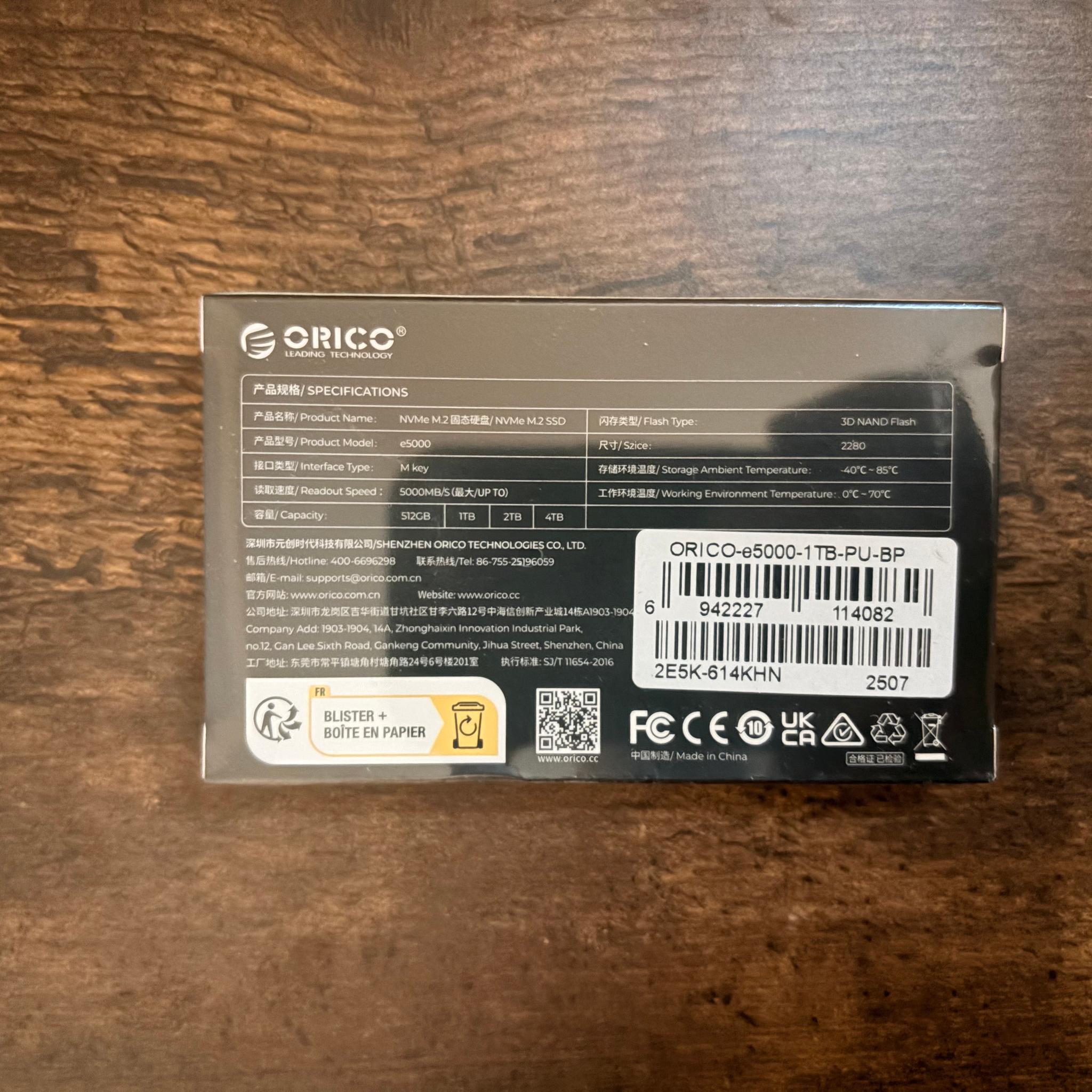 Orico e5000 1TB Gen 4x4 NVMe M.2 ssd