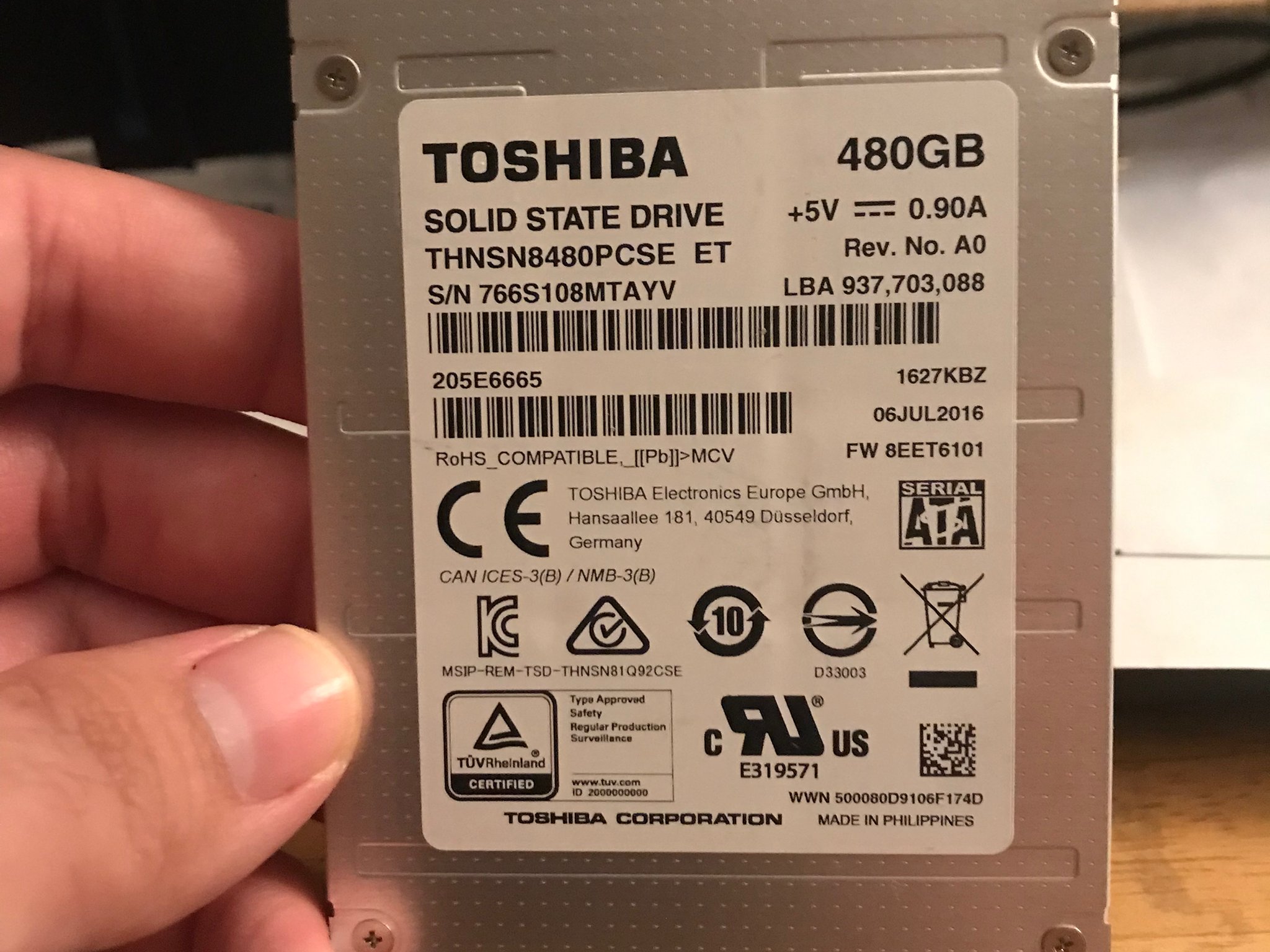 Toshiba 480gb SSD