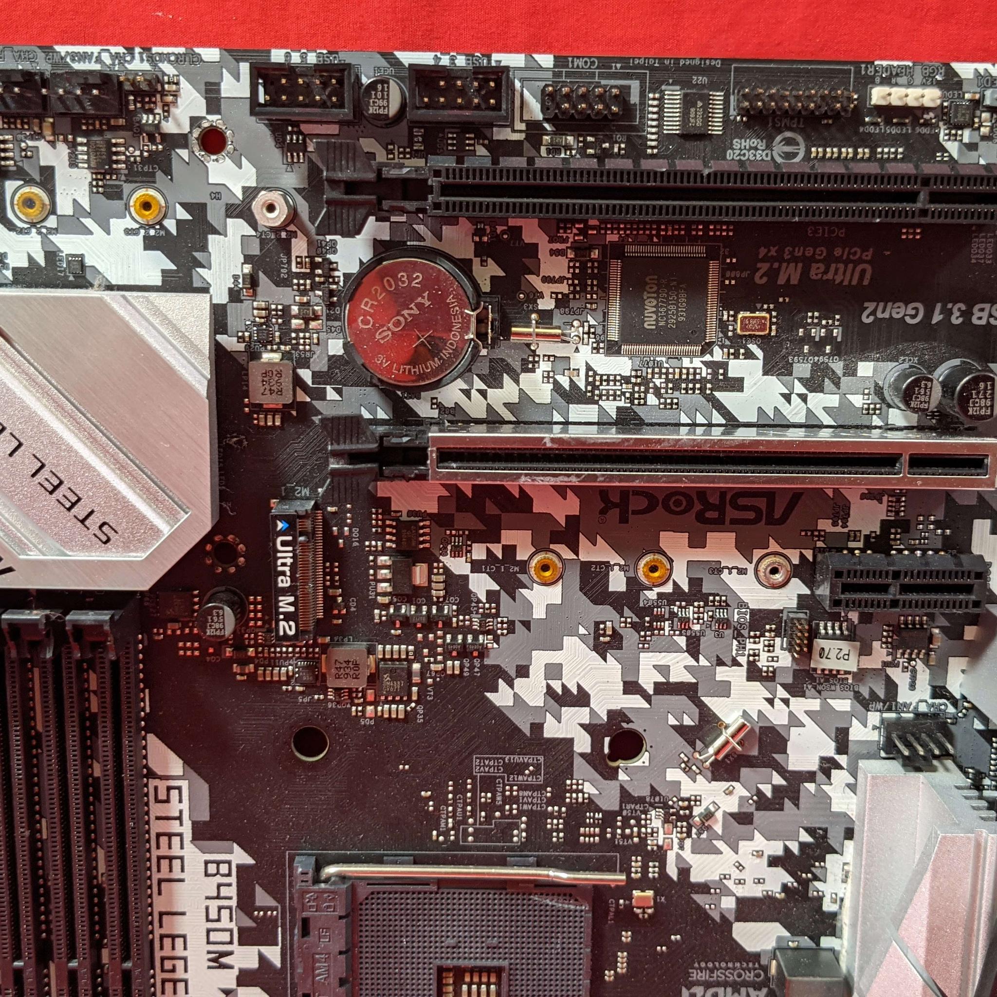 *AS IS/FOR REPAIR* ASRock B450M Steel Legend AMD Socket AM4 DDR4 MicroATX Desktop Motherboard No I/O