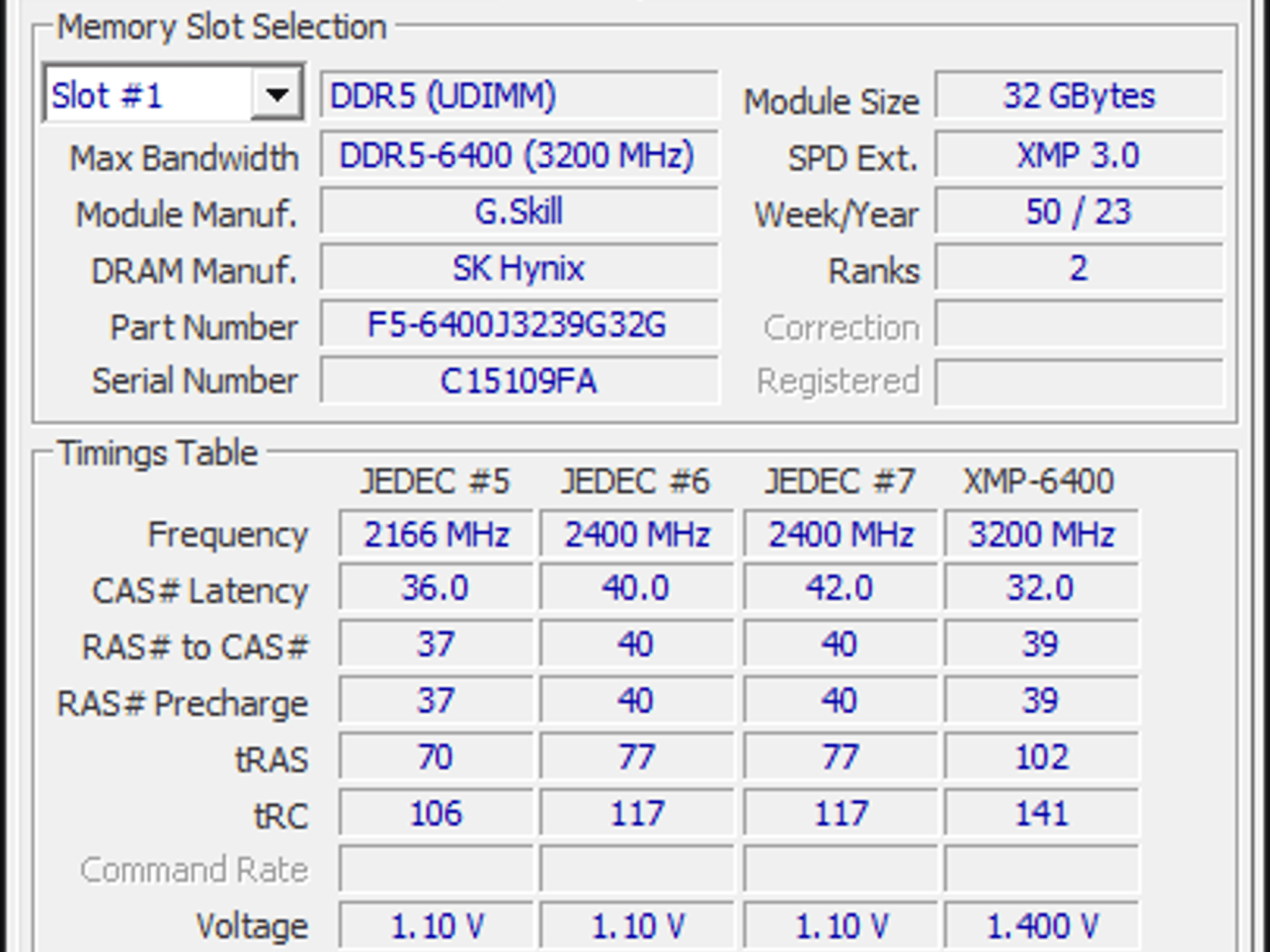G.Skill Trident Z5 RGB 64GB (2x32GB) DDR5-6400 CL32 | SK Hynix | Tested Stable