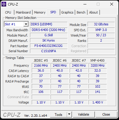 G.Skill Trident Z5 RGB 64GB (2x32GB) DDR5-6400 CL32 | SK Hynix | Tested Stable