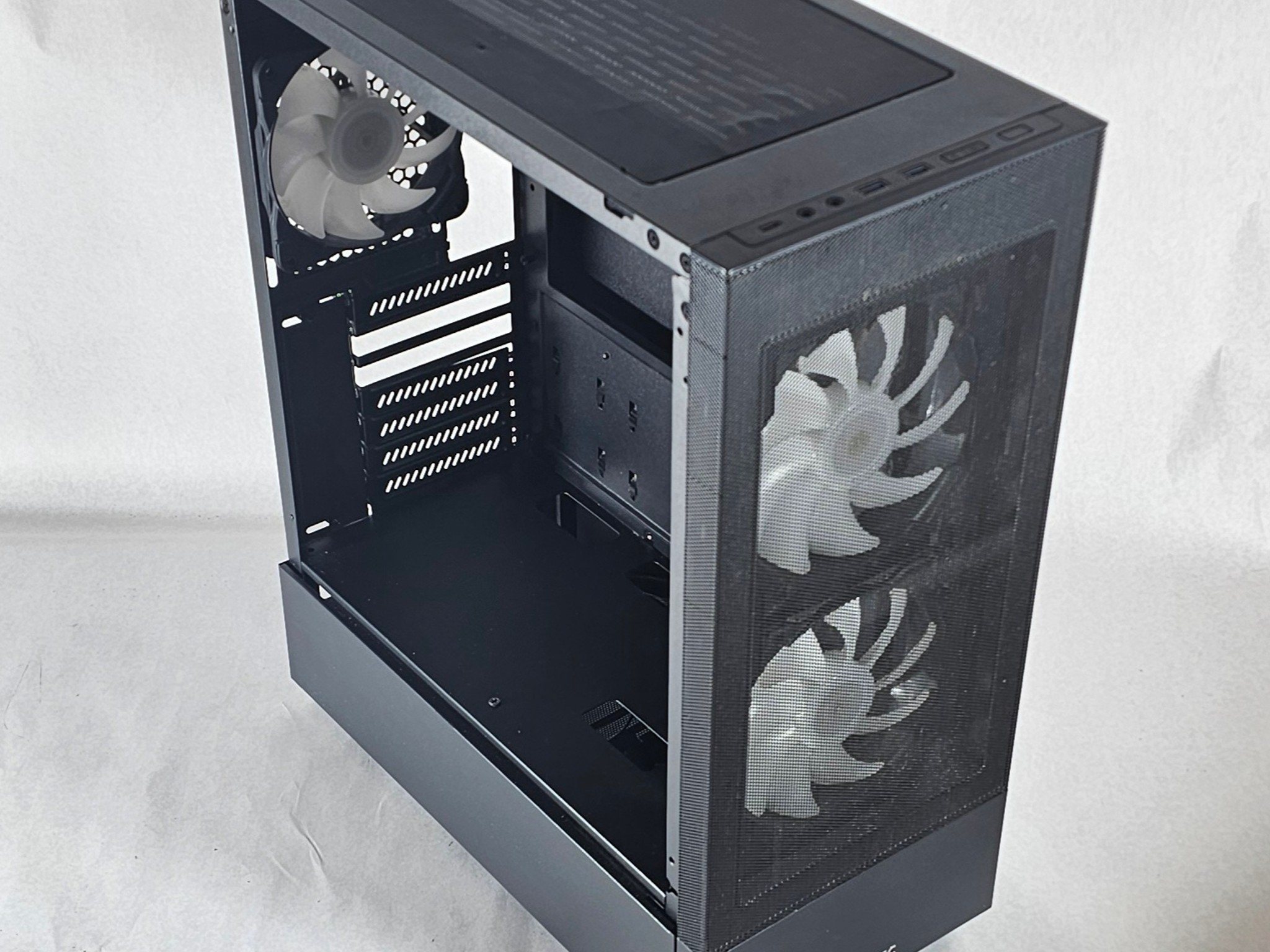 Black PowerSpec PC Case with Tempered Glass w/ 3 Fans