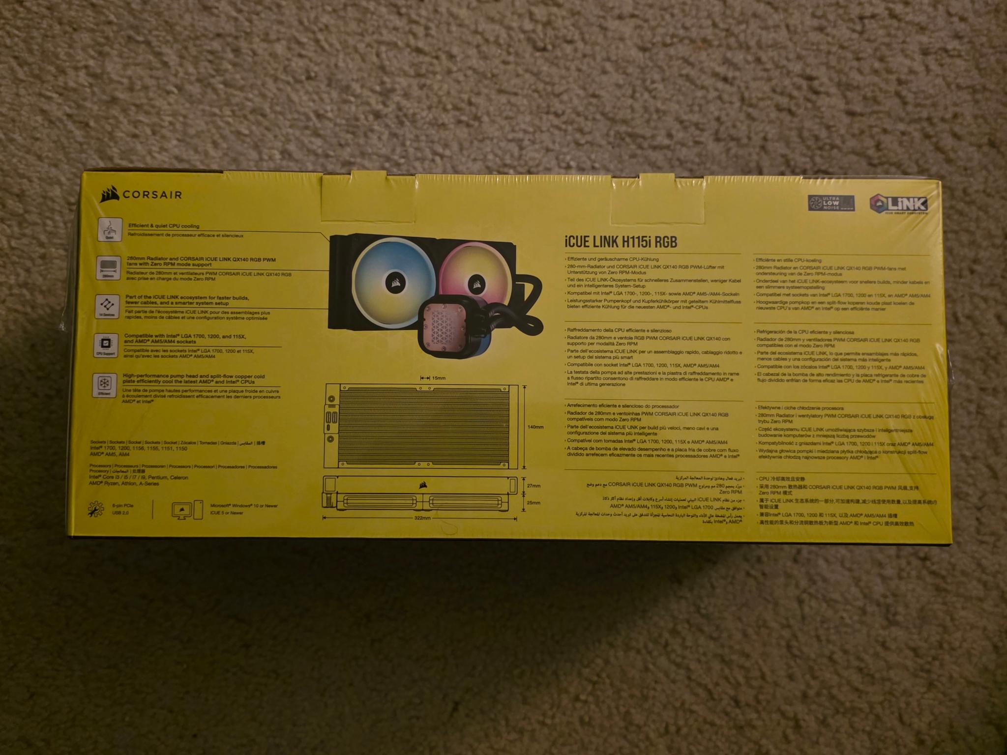 CORSAIR iCUE Link H115i 280mm AIO RGB Liquid CPU Cooler Black Brand New In Box Sealed