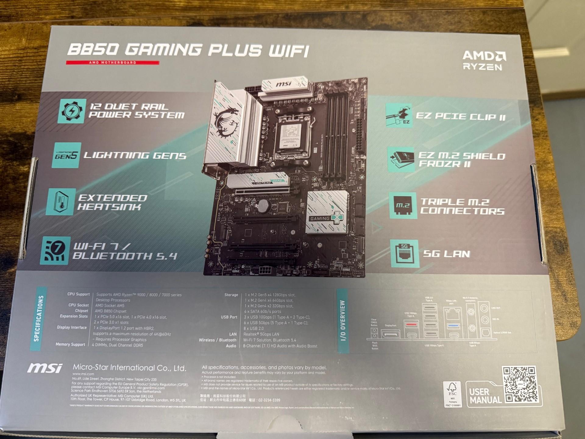 MSI B850 Gaming Plus Wi-Fi ATX Motherboard - AM5 socket - NEW