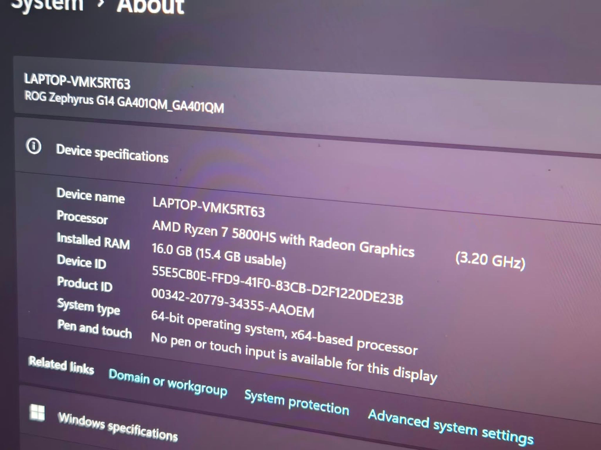 ASUS ROG Zephyrus G14 GA401QM Gaming Laptop