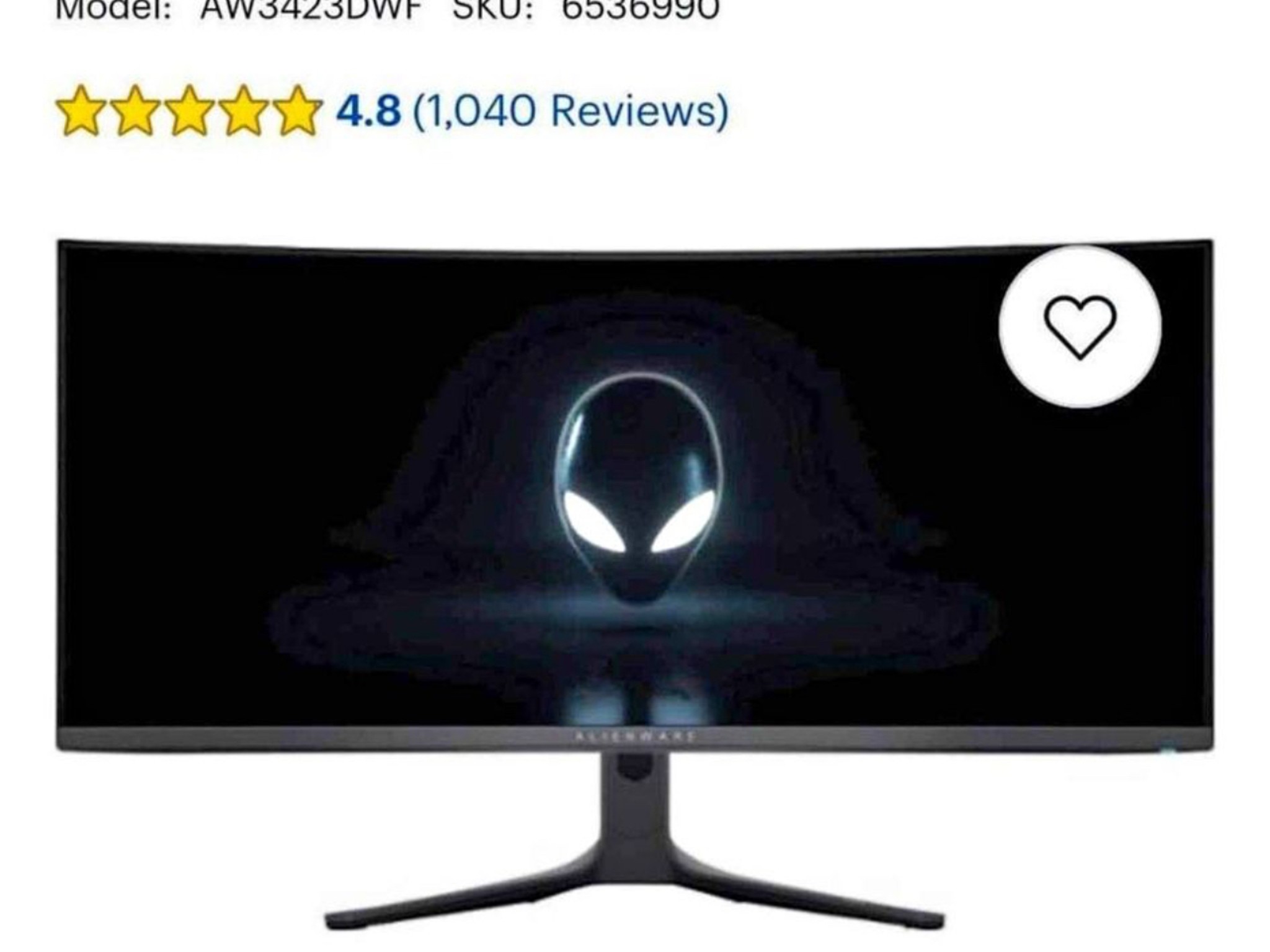 34 INCH curved Alienware OLED 1440p gaming monitor, AW3423DWF, NEW!!!!
