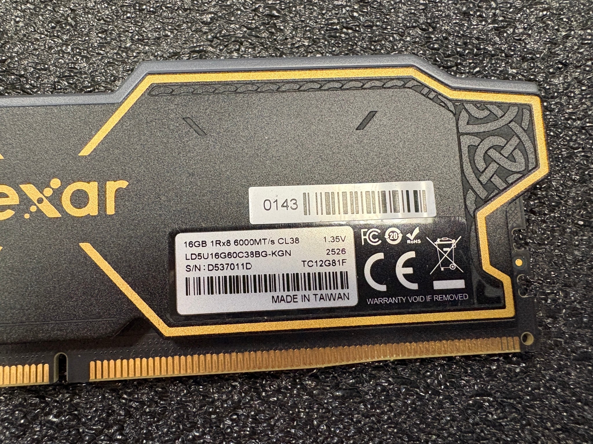 LEXAR 16GB (1x16GB) DDR5 6000MHZ-LD5U16G60C38BG-KGN  - Desktop Memory