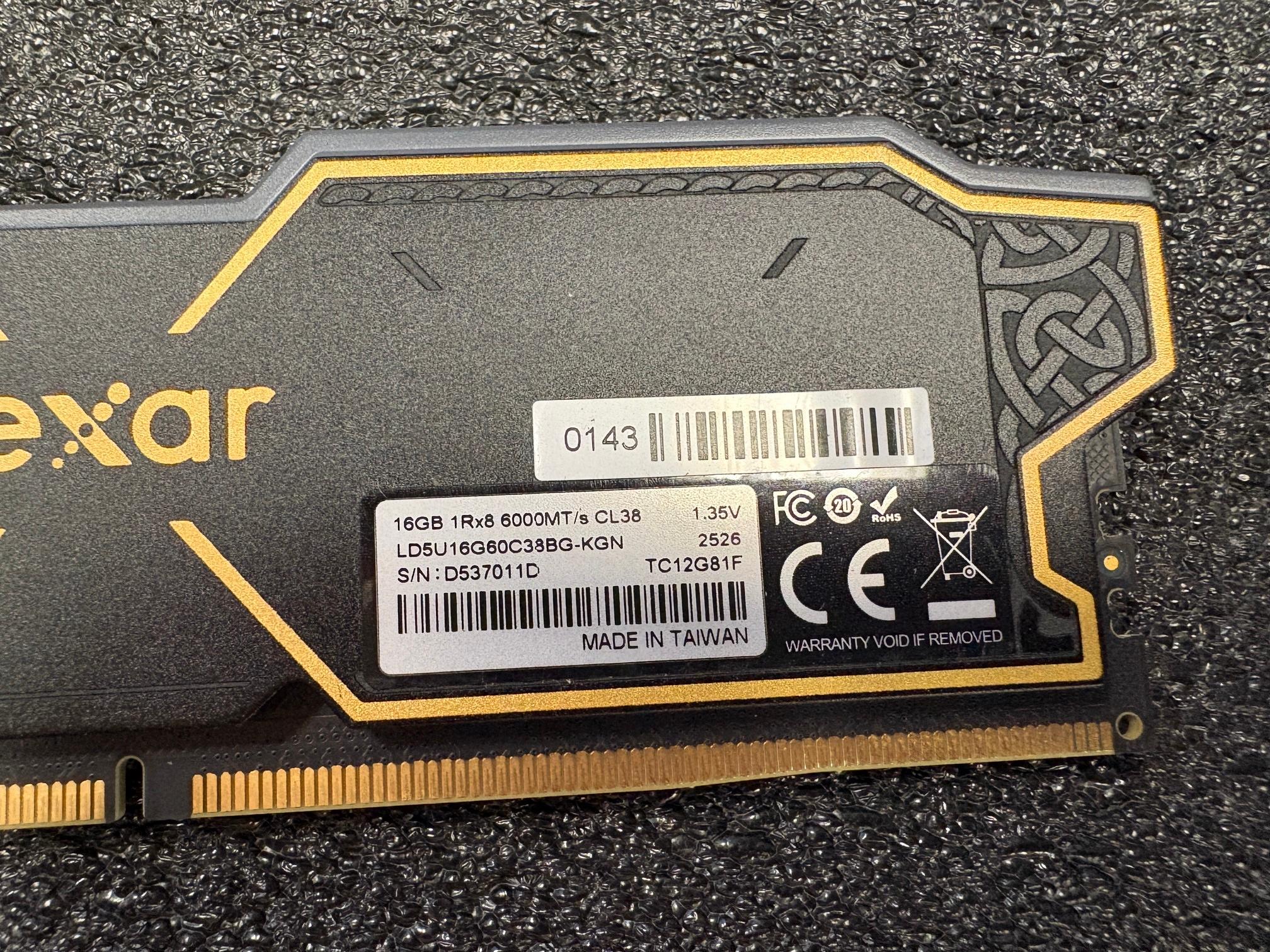 LEXAR 16GB (1x16GB) DDR5 6000MHZ-LD5U16G60C38BG-KGN  - Desktop Memory
