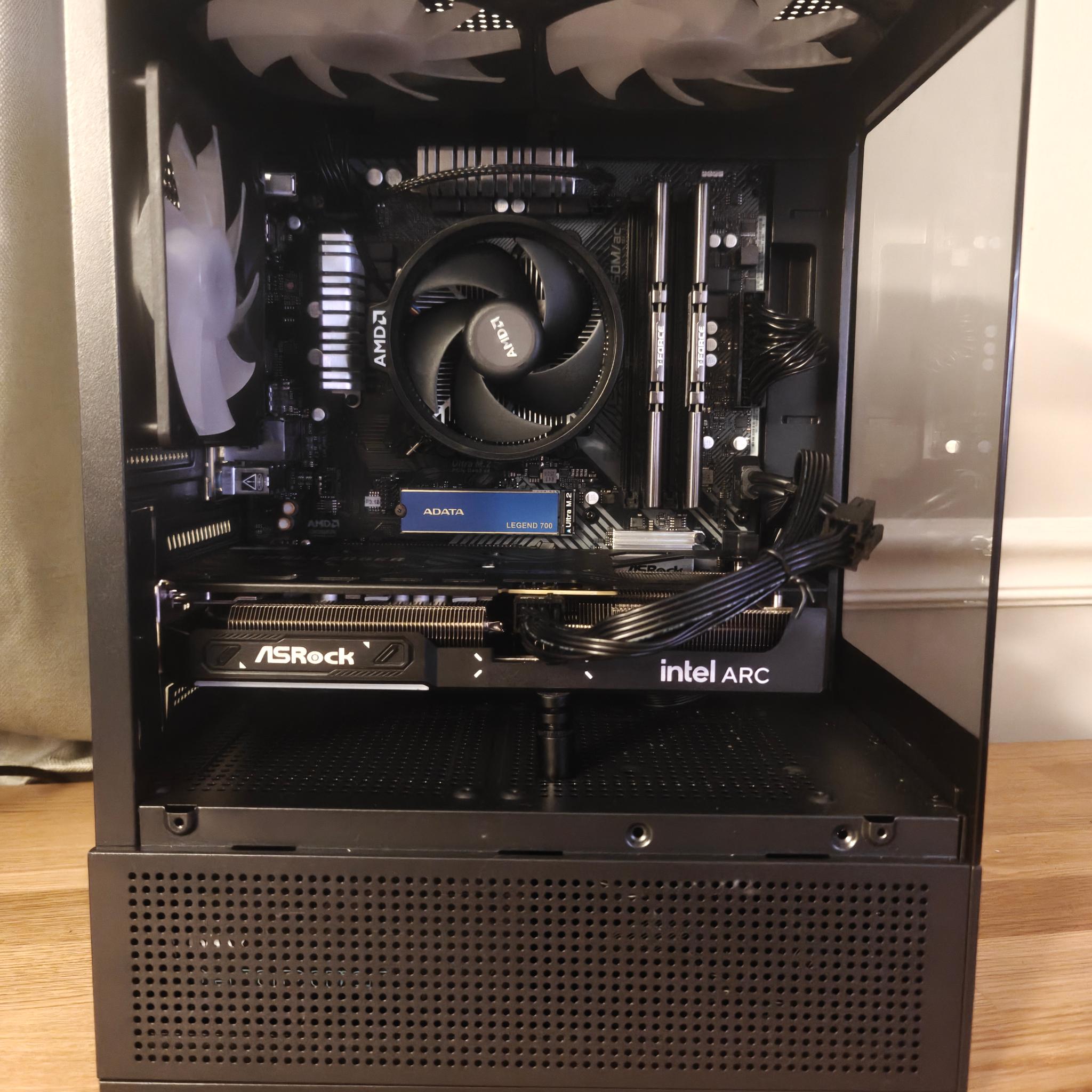Compact 1080p/1440p Gaming PC - Ryzen 5 5500, AsRock Intel B580, T-Force 16GB 3200MHz, 512GB NVME