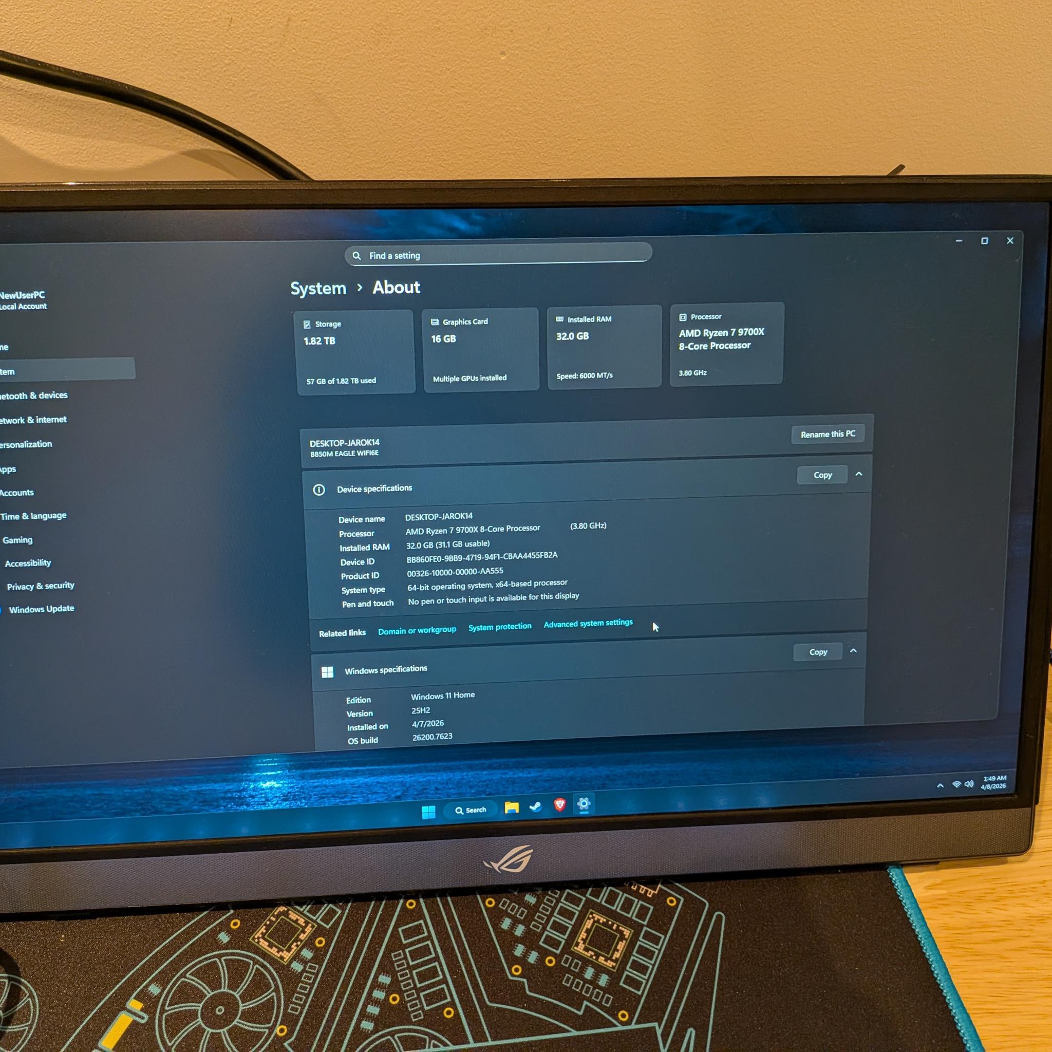 4K Aqua - RX 9070 XT, Ryzen 7 9700X, 32 GB DDR5 RAM, 2 TB Gen 4 NVME, Liquid Cooled, RGB