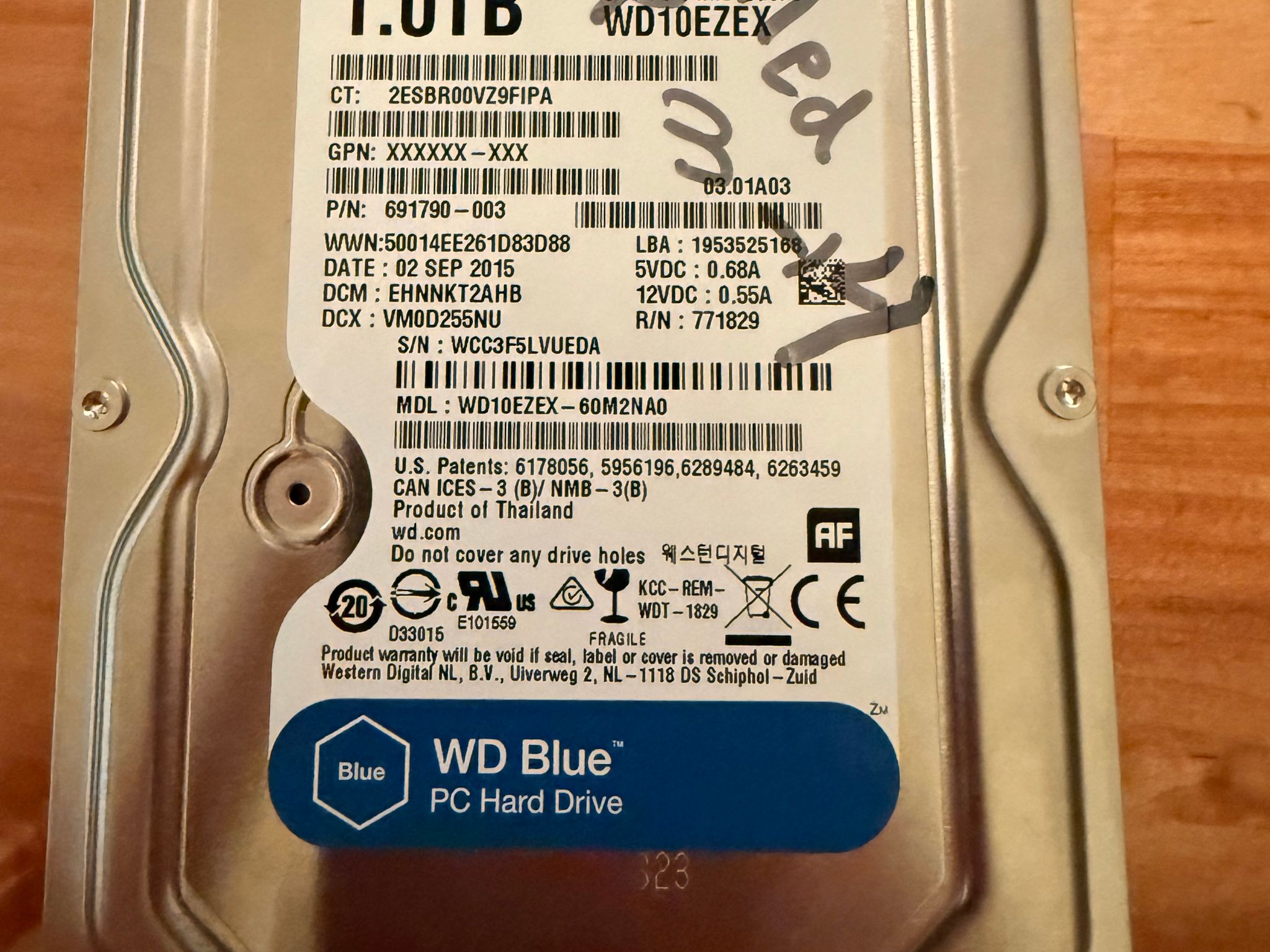 Western digital blue one terabyte SATA hdd | WD10EZEX