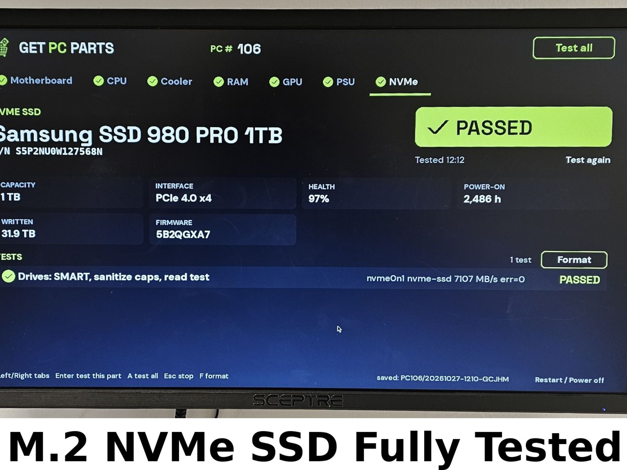 1TB NVMe M.2 SSD Samsung 980 PRO Gen3