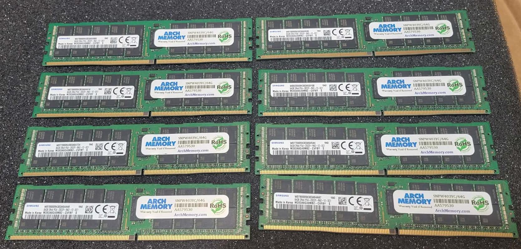 Samsung (8X64GB) 512GB 2Rx4 PC4-2933Y-RA2-12-DC1 Registered ECC Memory DDR4