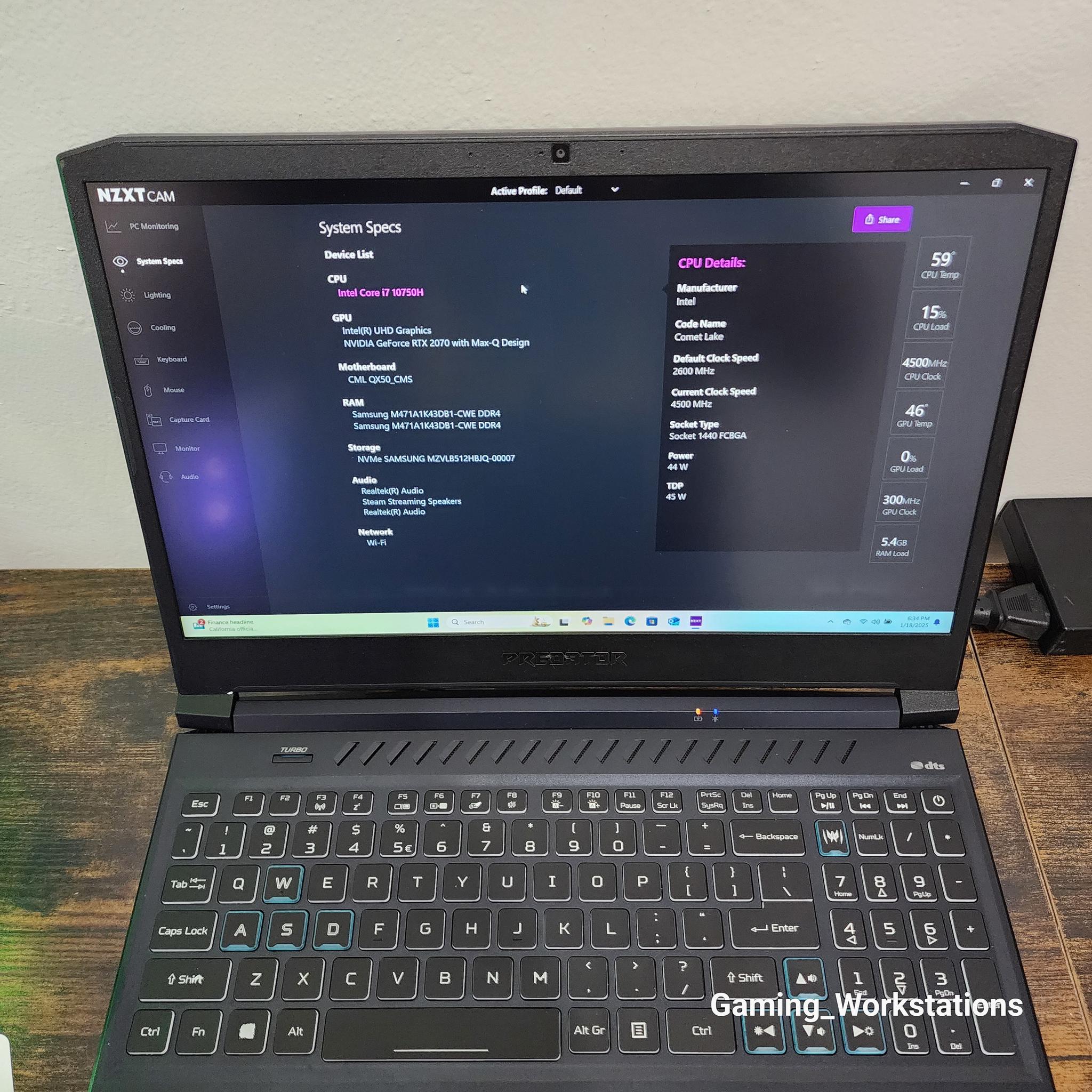 ACER Gaming Laptop : Intel Core i7 10750H | Nvidia GeForce RTX 2070 Max Q