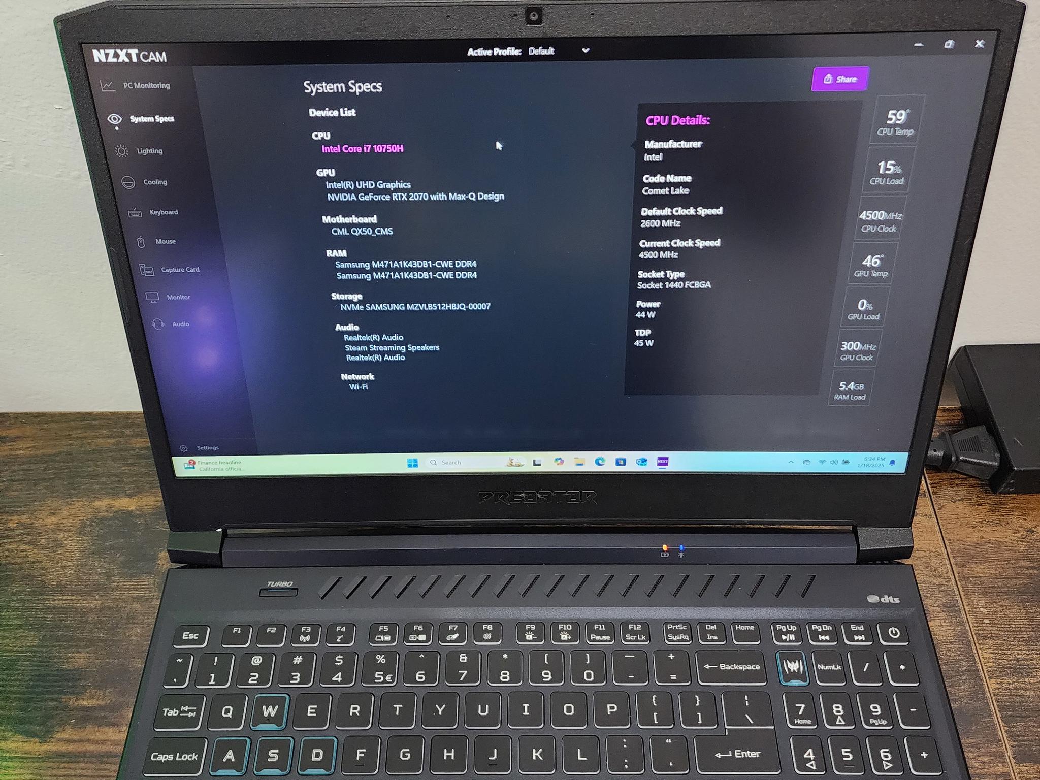 ACER Gaming Laptop : Intel Core i7 10750H | Nvidia GeForce RTX 2070 Max Q