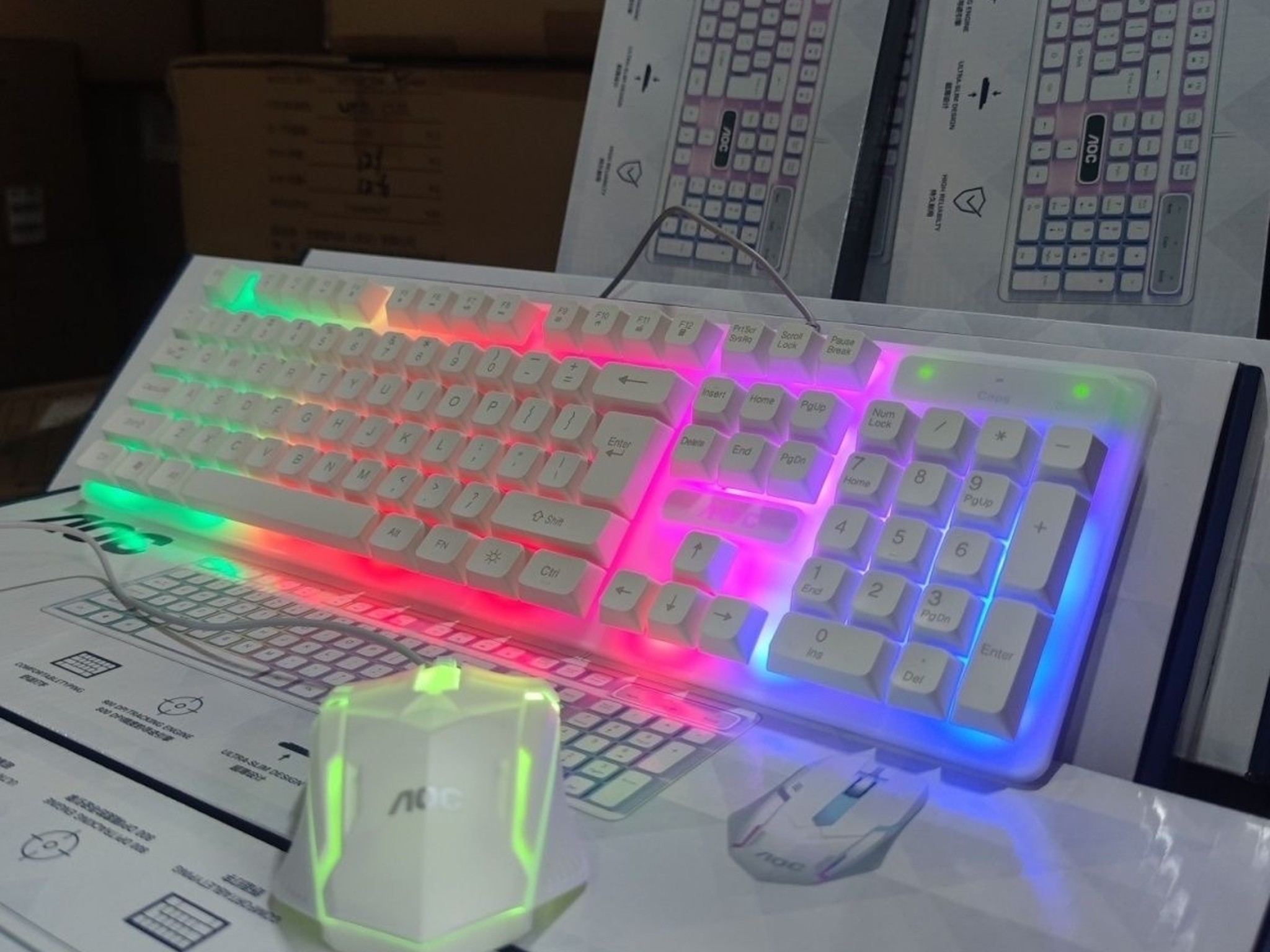 AOC KM100 Wired Keyboard & Mouse Set with Floating Keycaps and LED Backlight