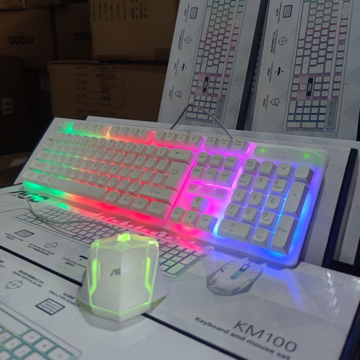 AOC KM100 Wired Keyboard & Mouse Set with Floating Keycaps and LED Backlight