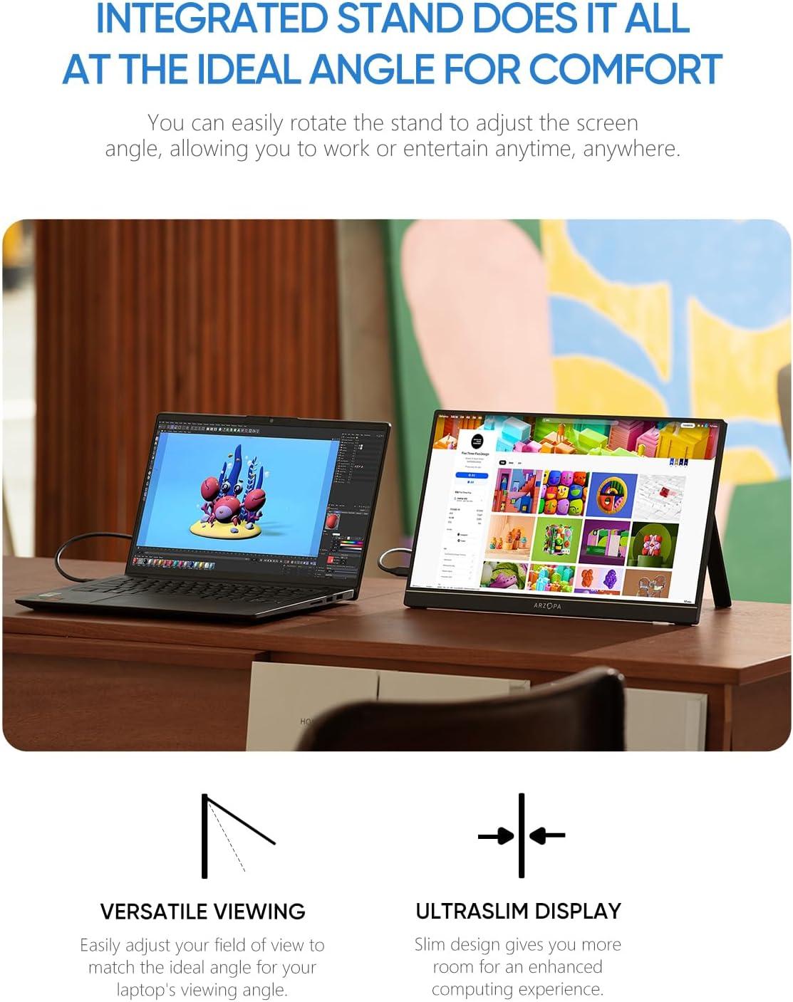 ARZOPA 16.1'' 144Hz Portable Gaming Monitor, 106% sRGB 1080P