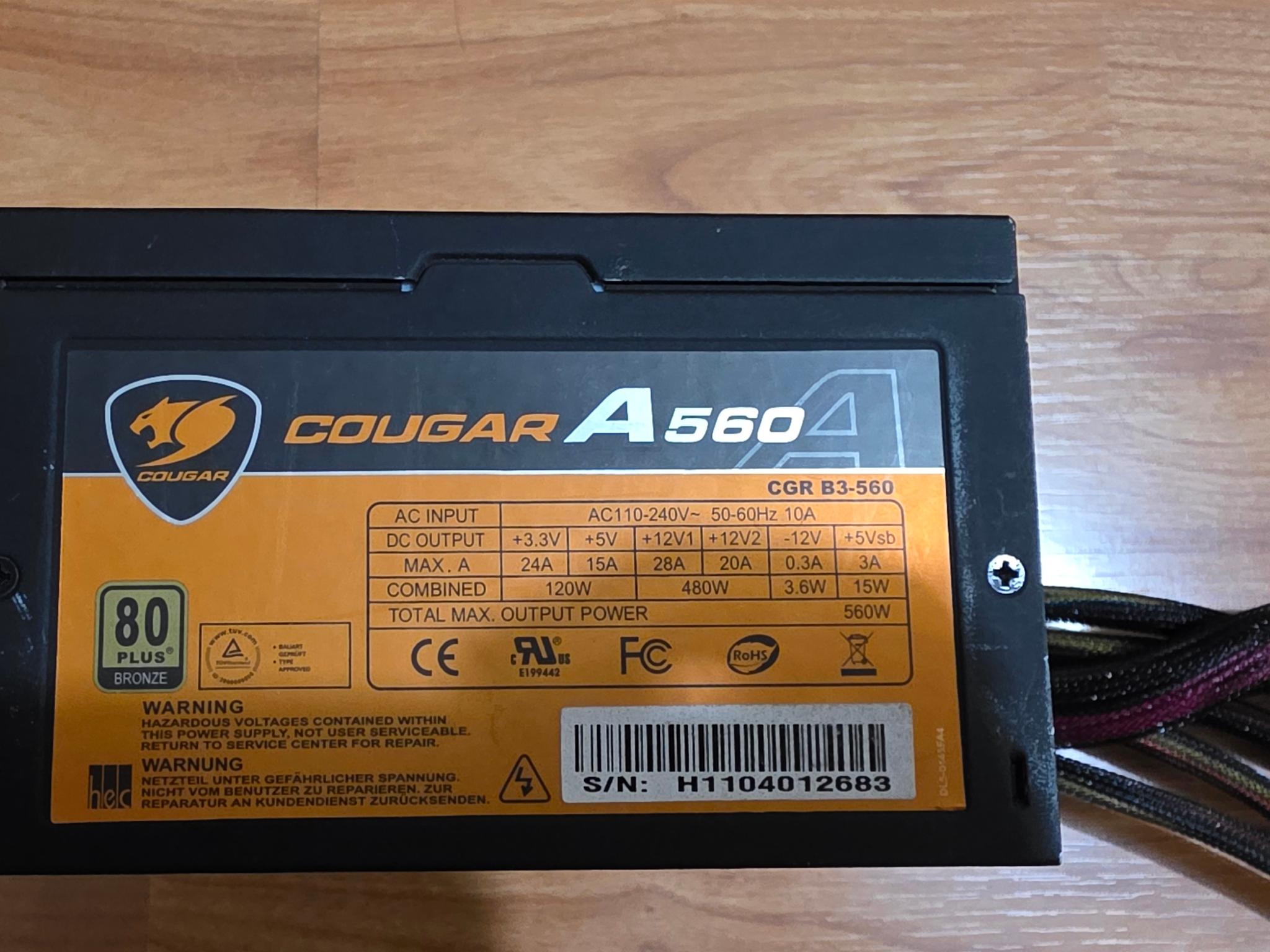 Cougar A560 CGR B3-560 560W 80+ Bronze ATX Power Supply