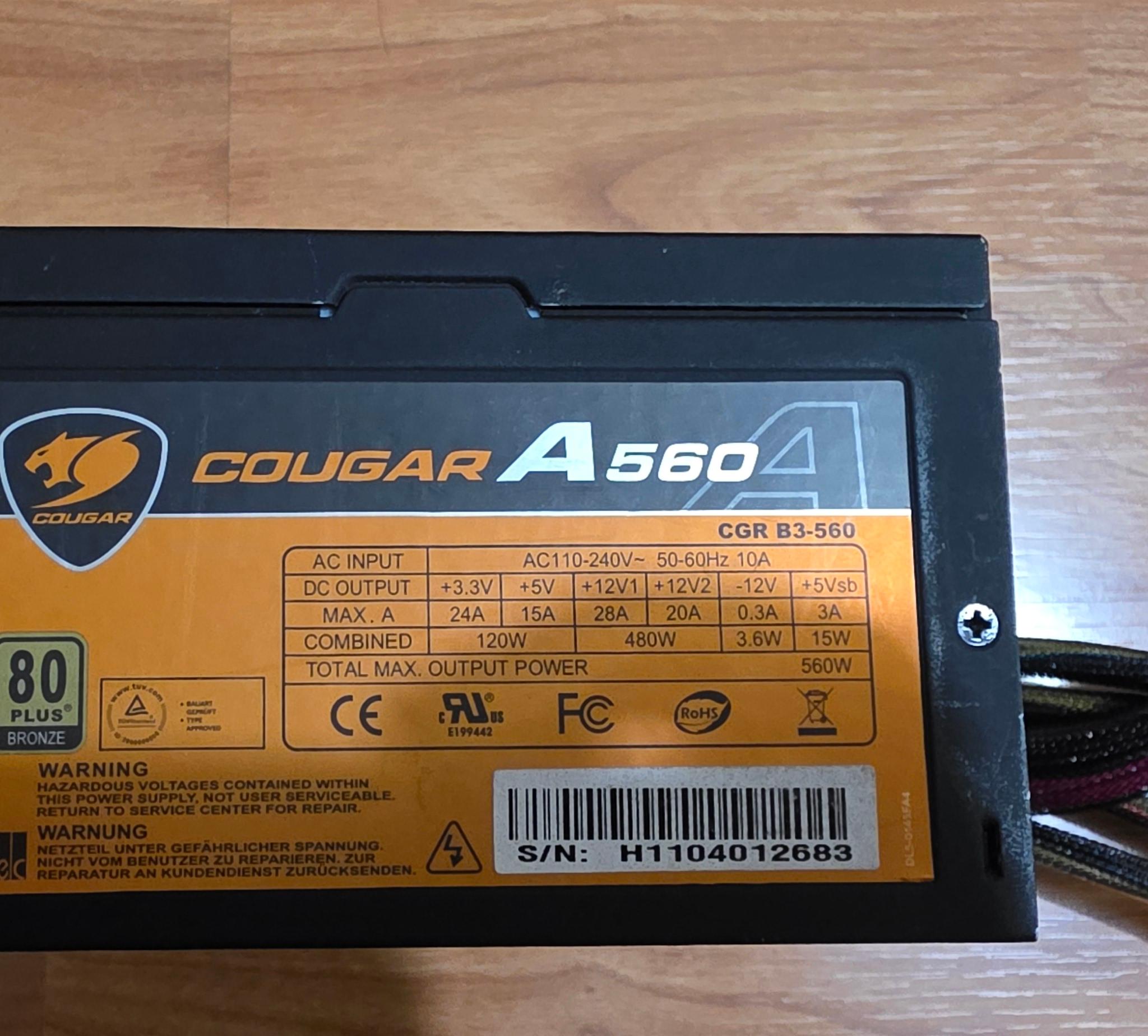 Cougar A560 CGR B3-560 560W 80+ Bronze ATX Power Supply