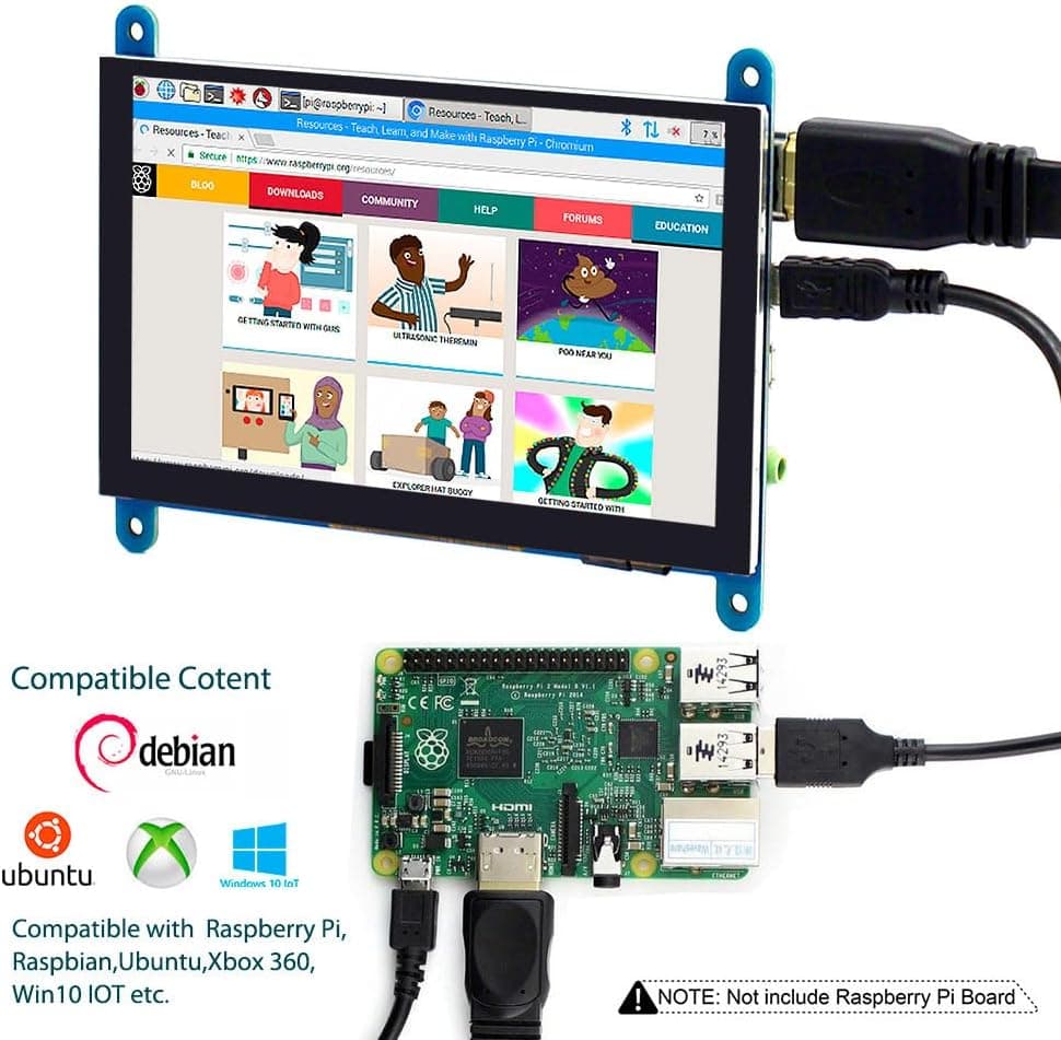 5" Touchscreen Monitor for Raspberry Pi 800x480 IPS DSI LCD Capacitive Touch Plug  Play Pi 5/4/3