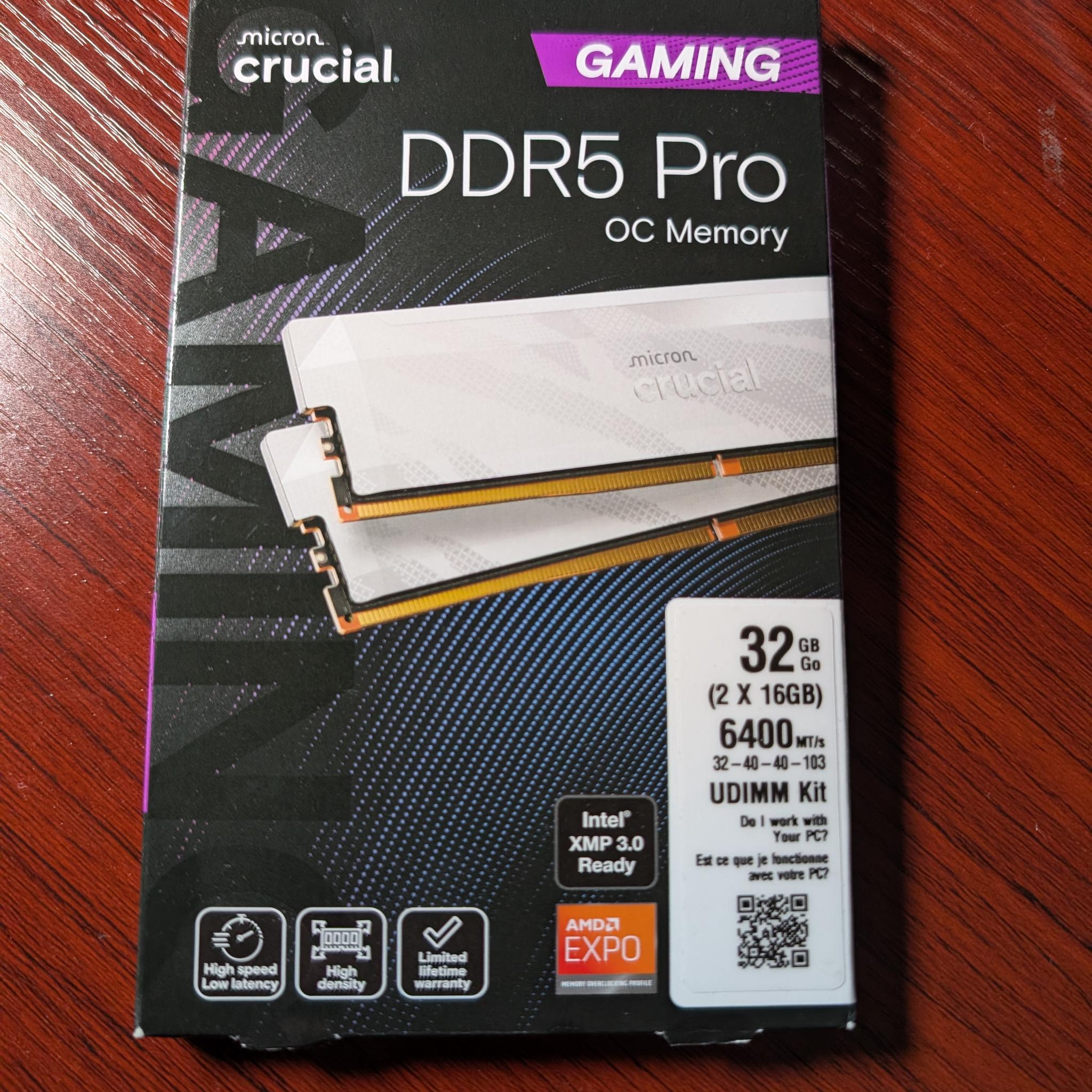 Crucial Pro OC 32GB (2x16GB) DDR5 6400 CL32 RAM