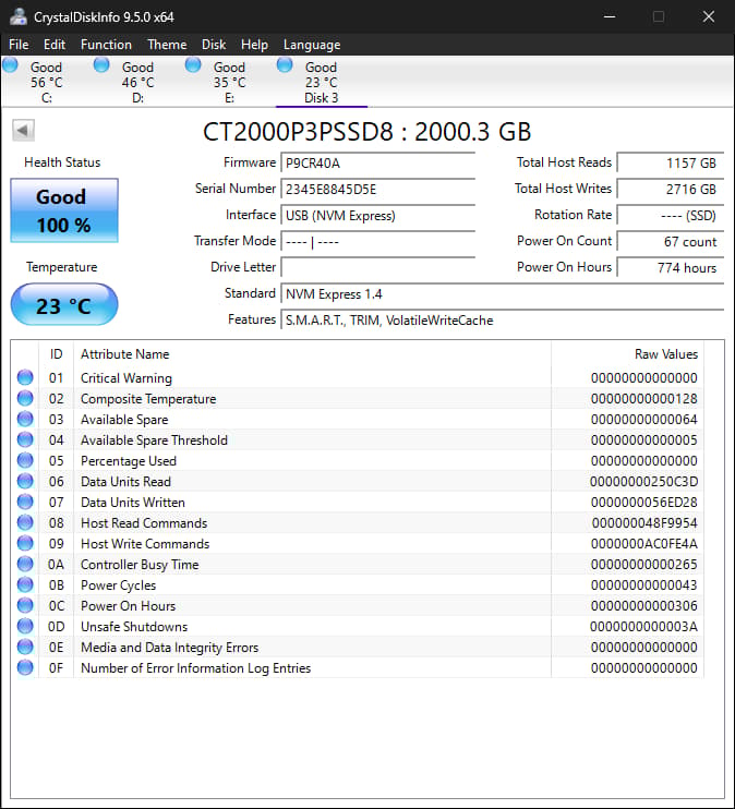 Crucial P3 Plus 2TB Gen 4 NVMe M.2 SSD