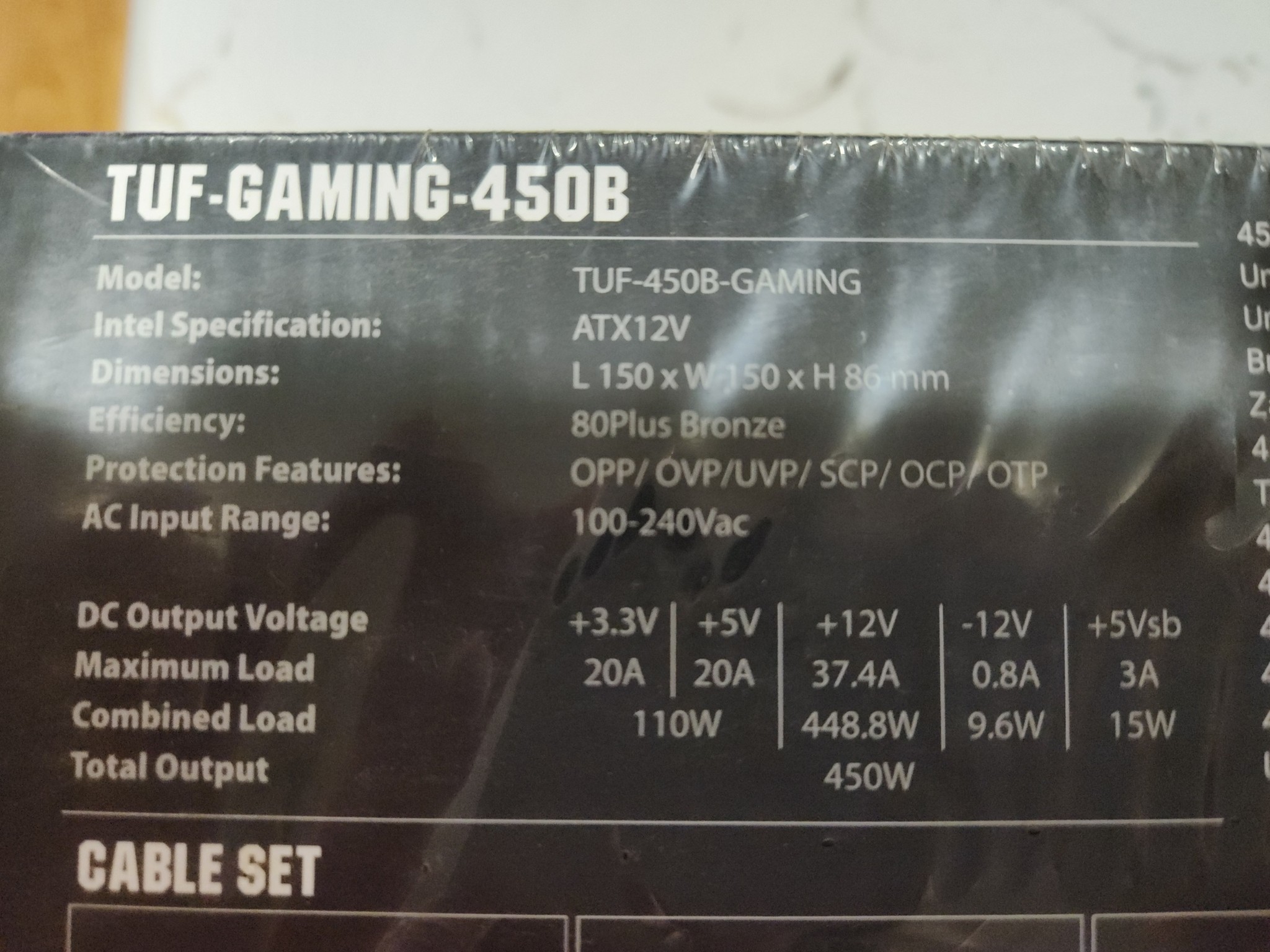 NIB ASUS TUF GAMING 450W BRONZE PSU NEW IN BOX