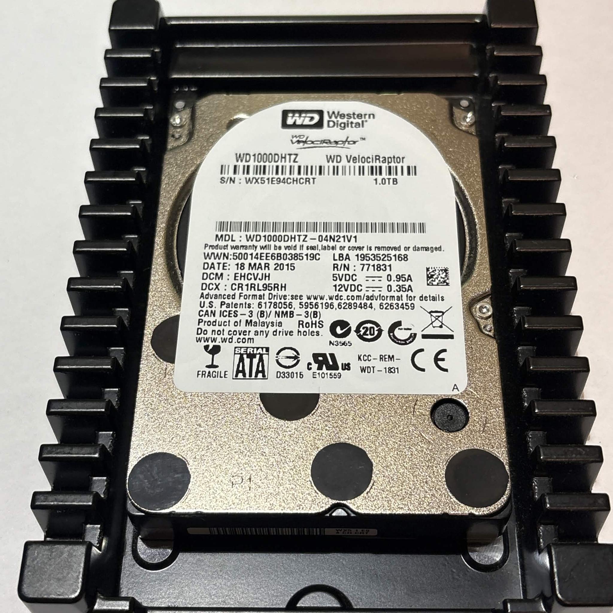 WD VelociRaptor 1TB 10,000 RPM SATA HDD w/ IcePack – WD1000DHTZ – Good SMART