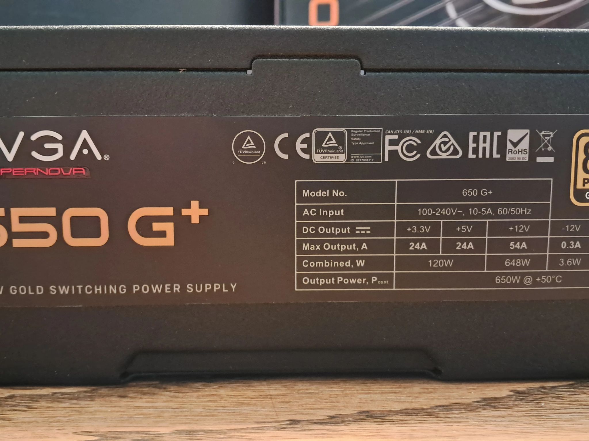 EVGA 650 G+ Supernova 80+ Gold PSU