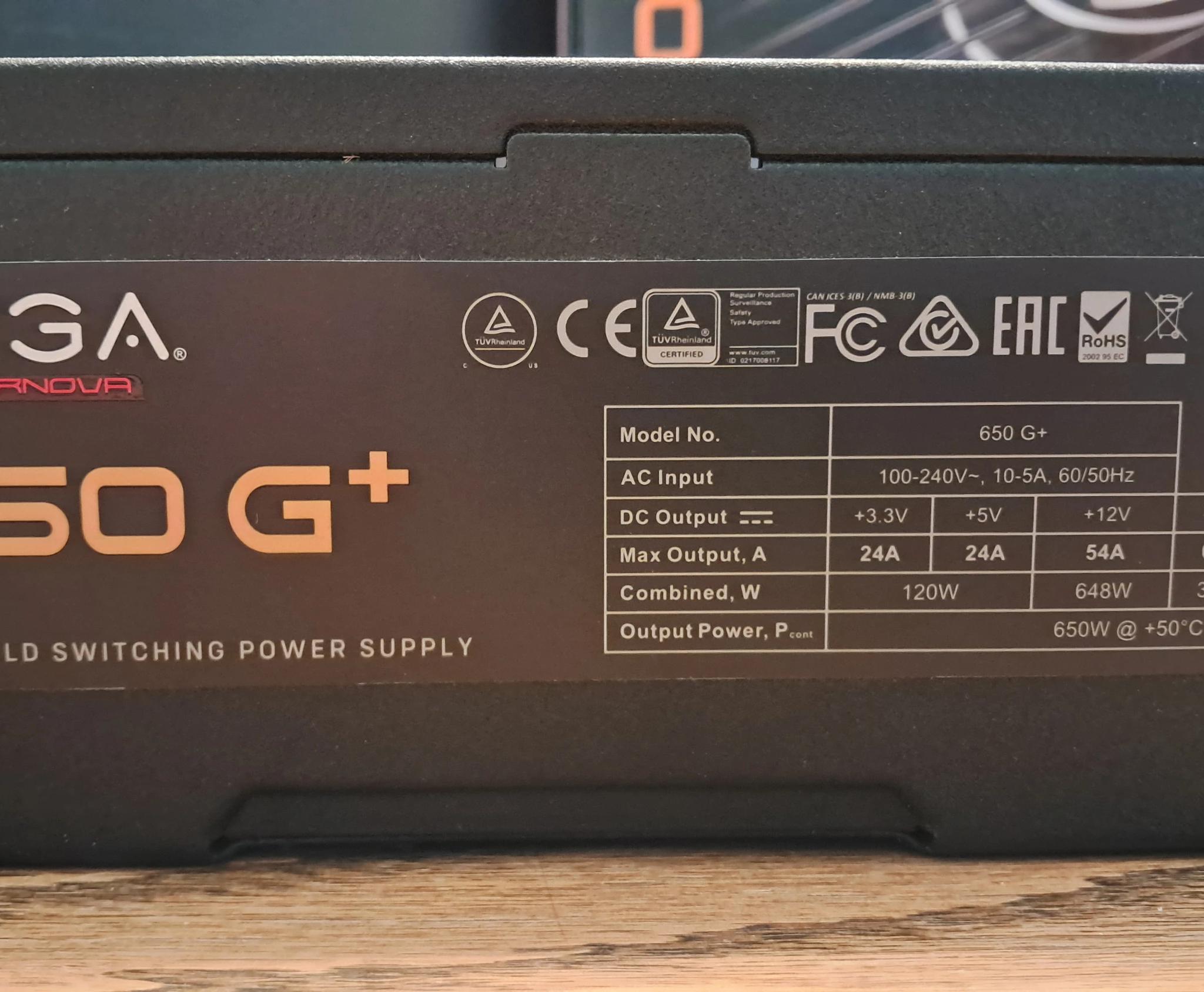 EVGA 650 G+ Supernova 80+ Gold PSU