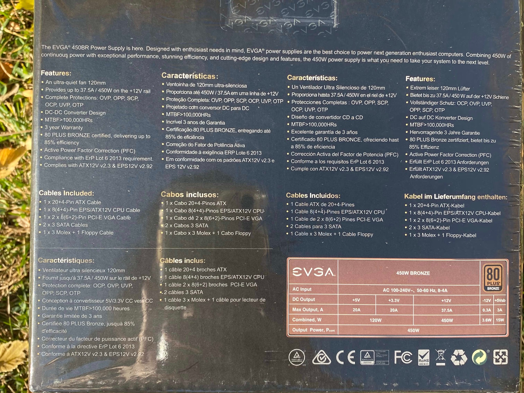 BNIB: EVGA 100-BR-0450-K1 450 BR, 80+ BRONZE 450W