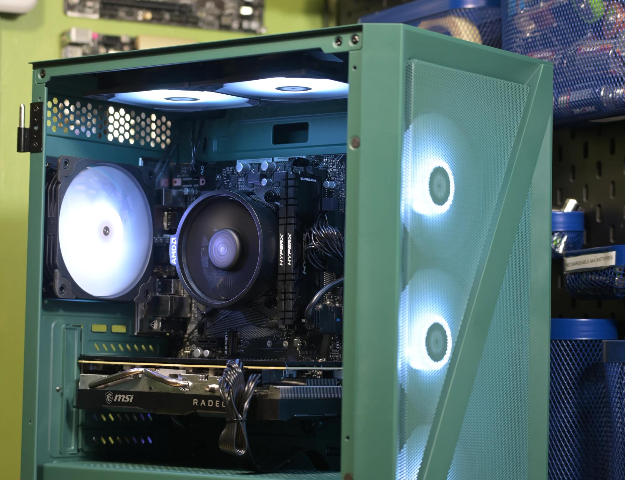 Custom Green RX 5700 XT 8GB Overclocked PC [Ryzen 5 5500, 32gb DDR4 RAM, 1TB SSD]