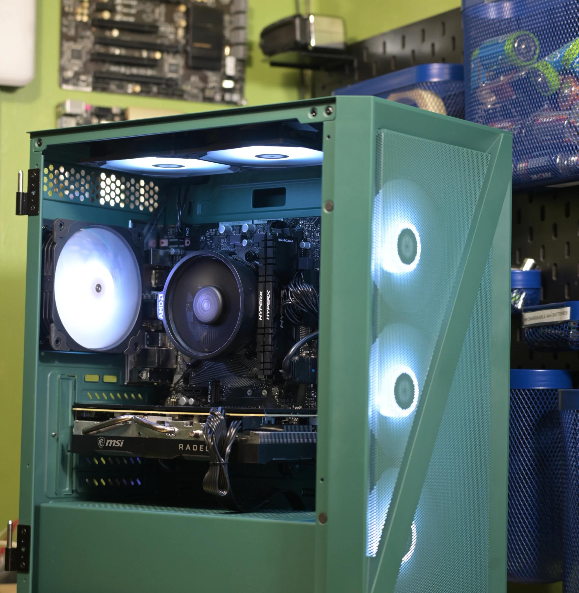 Custom Green RX 5700 XT 8GB Overclocked PC [Ryzen 5 5500, 32gb DDR4 RAM, 1TB SSD]