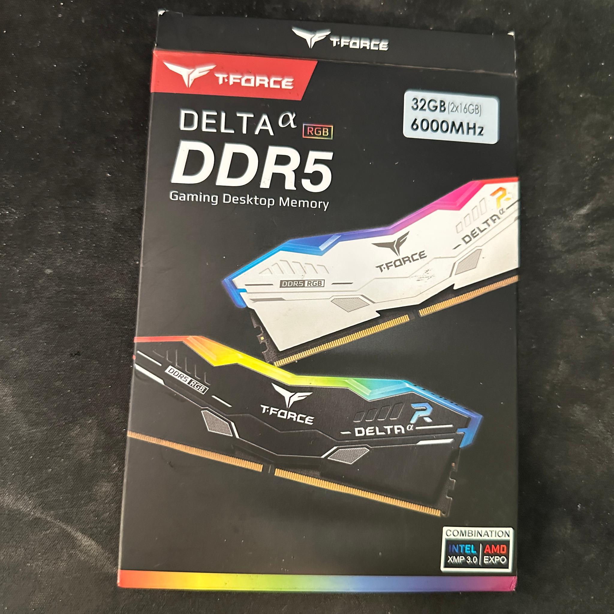 White DDR5 T-Force Delta 16gb