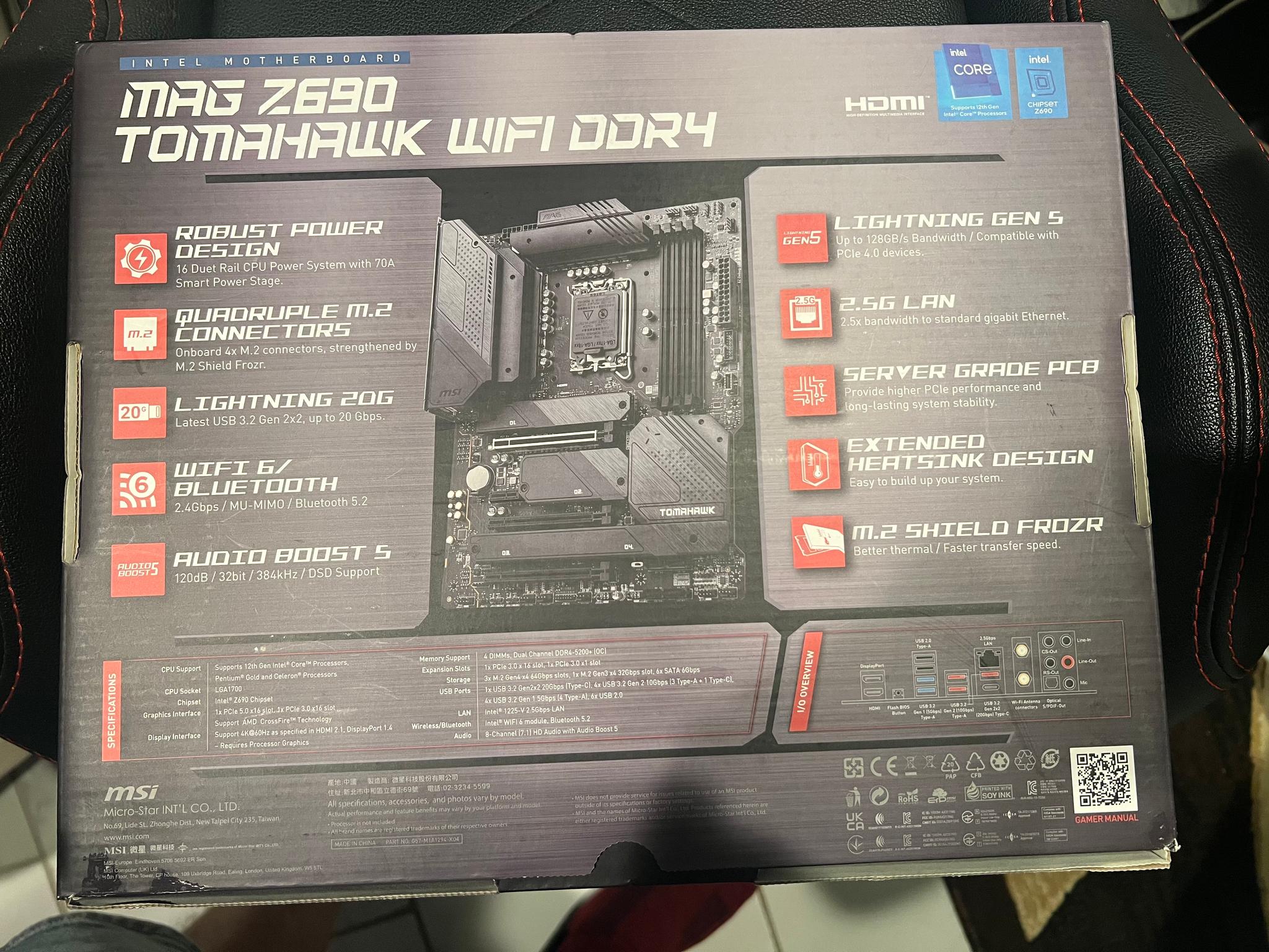 MSI Z690 MAG Tomahawk WiFi DDR4 Intel LGA 1700 ATX Motherboard + 32 GB of DDR4 3600 MHz Ram.