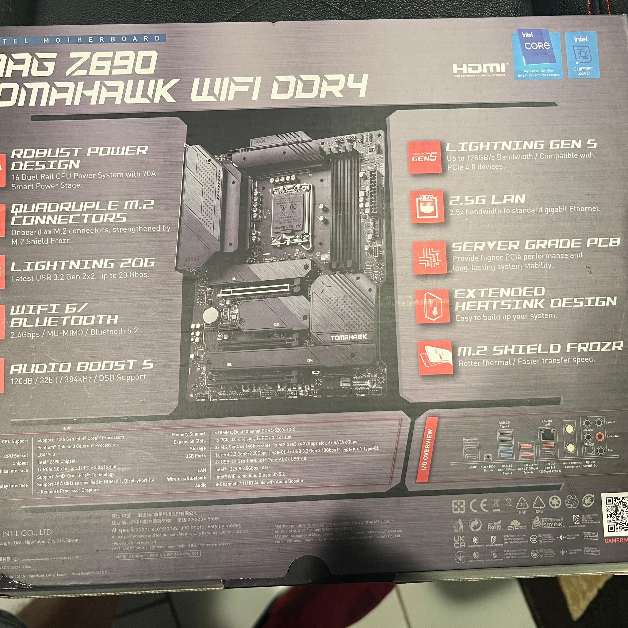 MSI Z690 MAG Tomahawk WiFi DDR4 Intel LGA 1700 ATX Motherboard + 32 GB of DDR4 3600 MHz Ram.