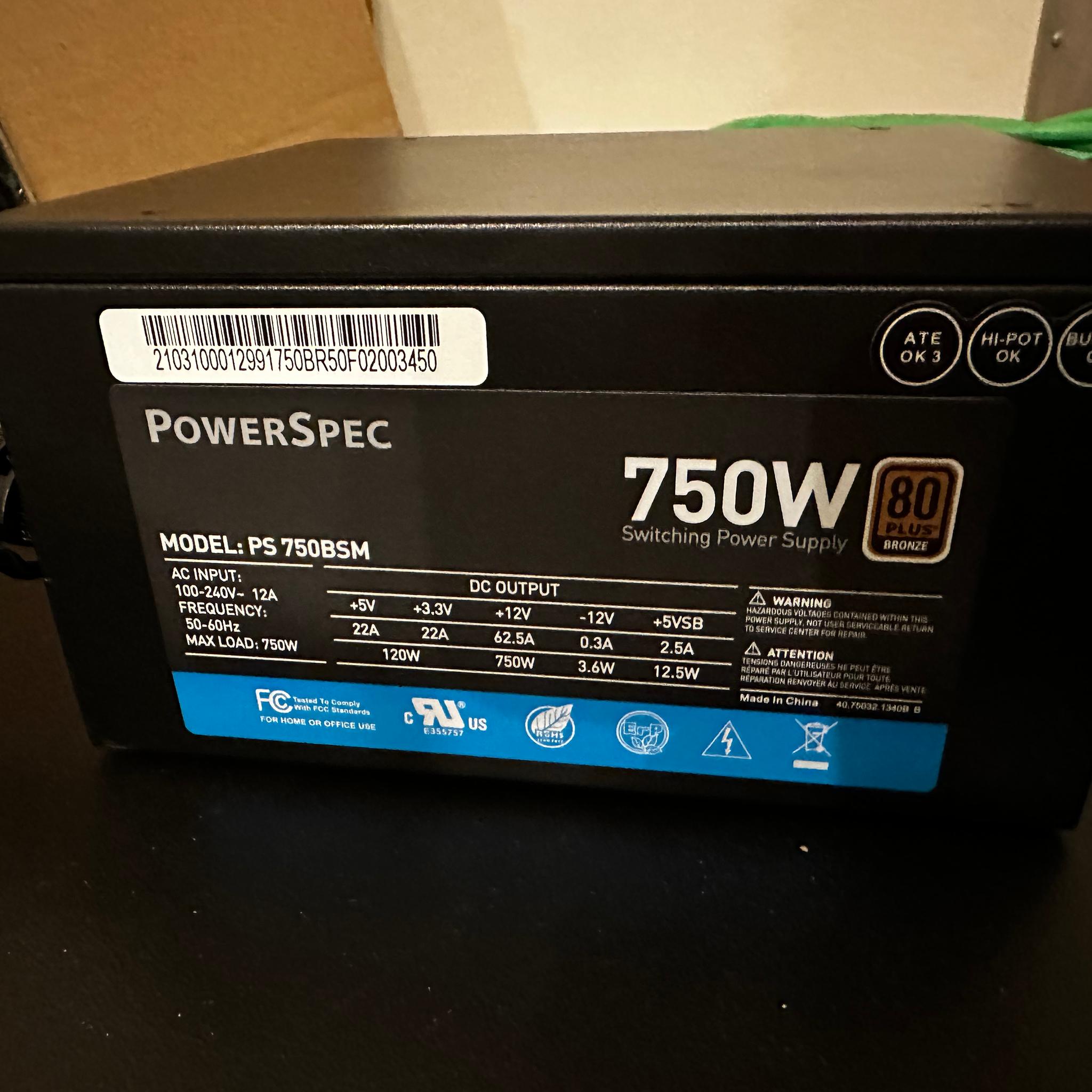750w Powerspec PSU **NO CABLES**