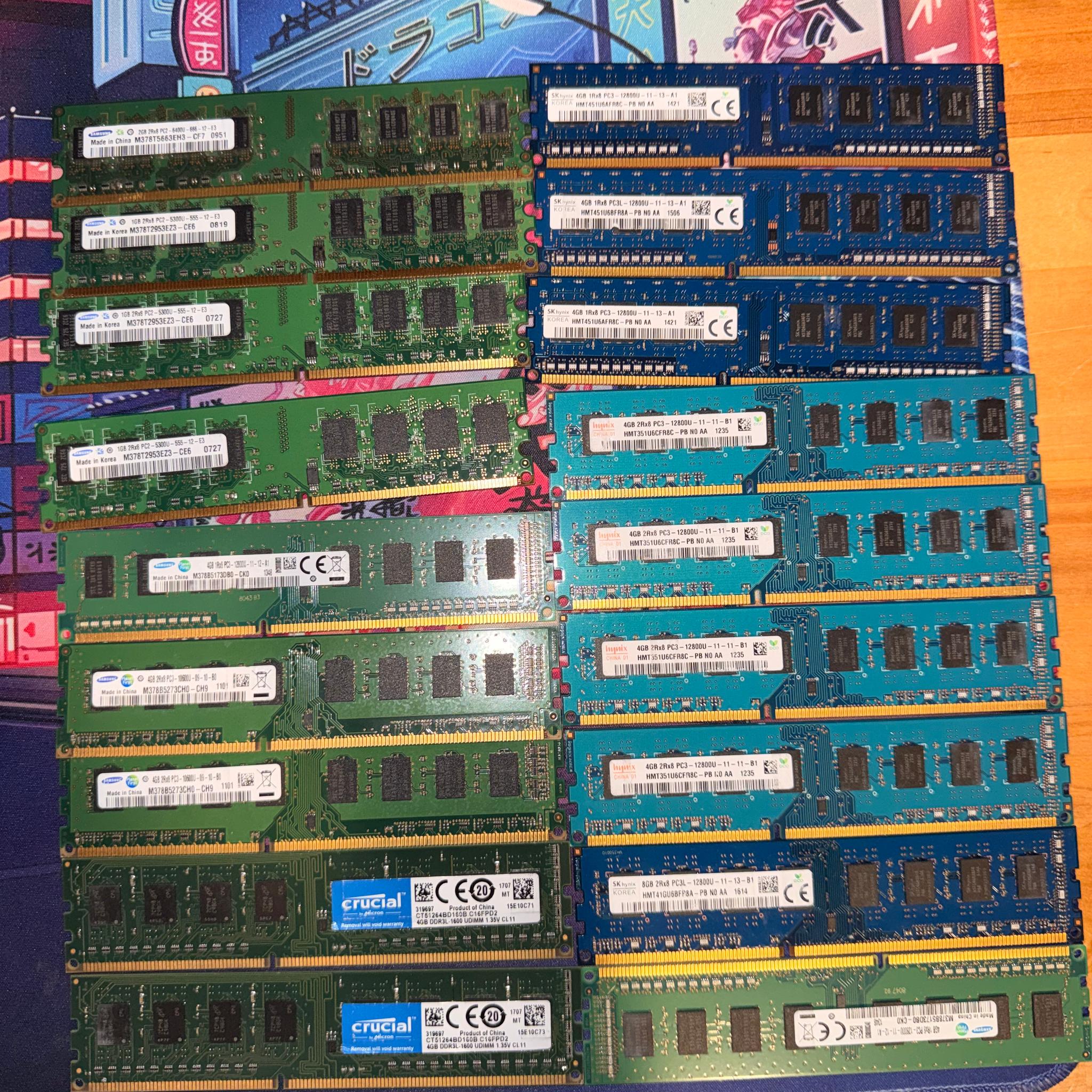 (18) x 4GB DDR3 12800U - 72 GB of Server use or to revive an old workstation