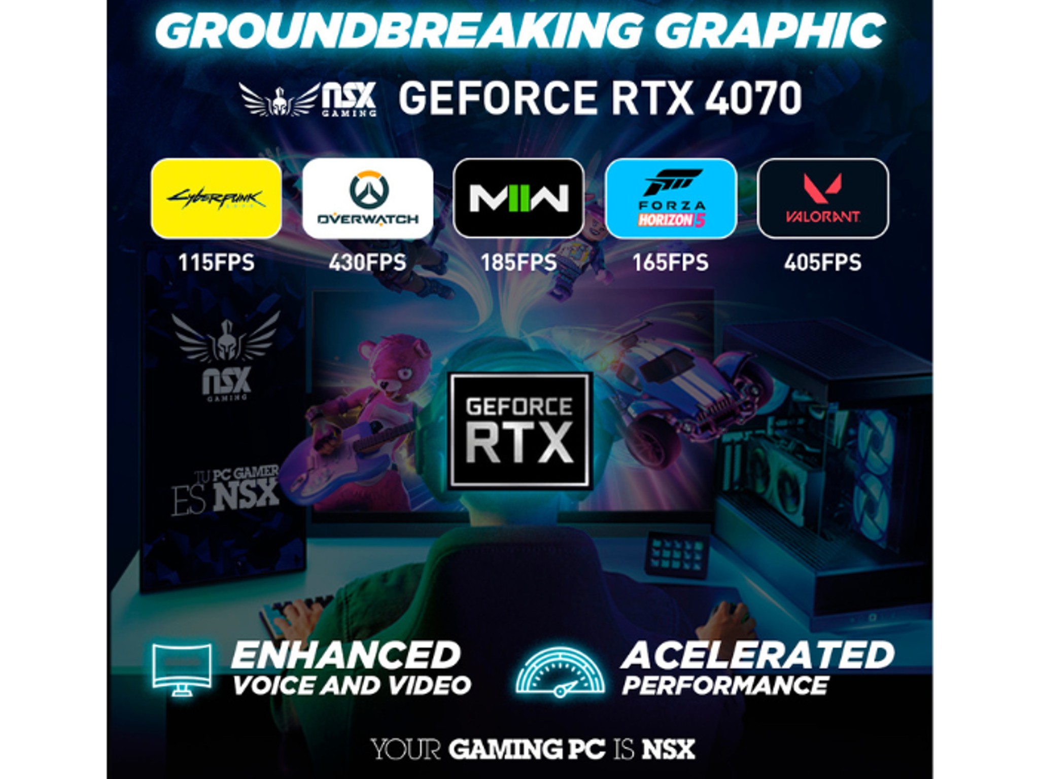 NSX PC Gaming RYZEN 5 5600X | 16 GB RAM3600 DDR4 | 1TB SSD NVME / GEFORCE RTX 4070, Pano White