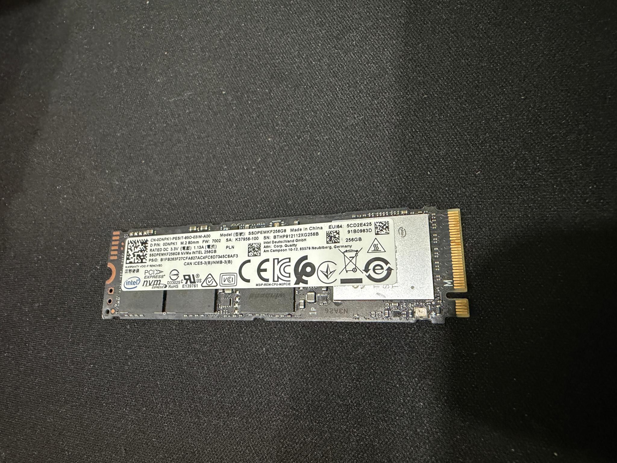 Intel 256gb NVMe M2 drive Gen 3