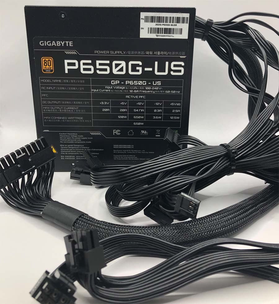 Gigabyte 650 Watt 80+ Gold Rated PSU P650G-US *Pulled from open box pre-built* *Tested Working*