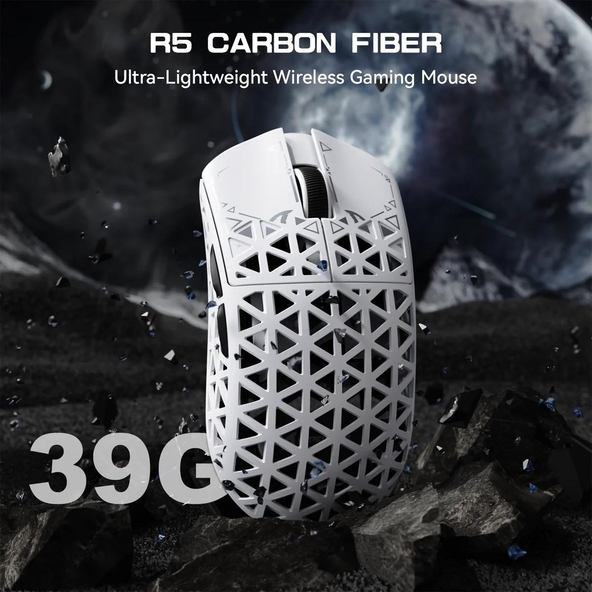 NEW White Attack Shark R5 Ultra 39g Carbon Fiber Gaming Mouse PAW3950MAX 8K Wireless 42K DPI