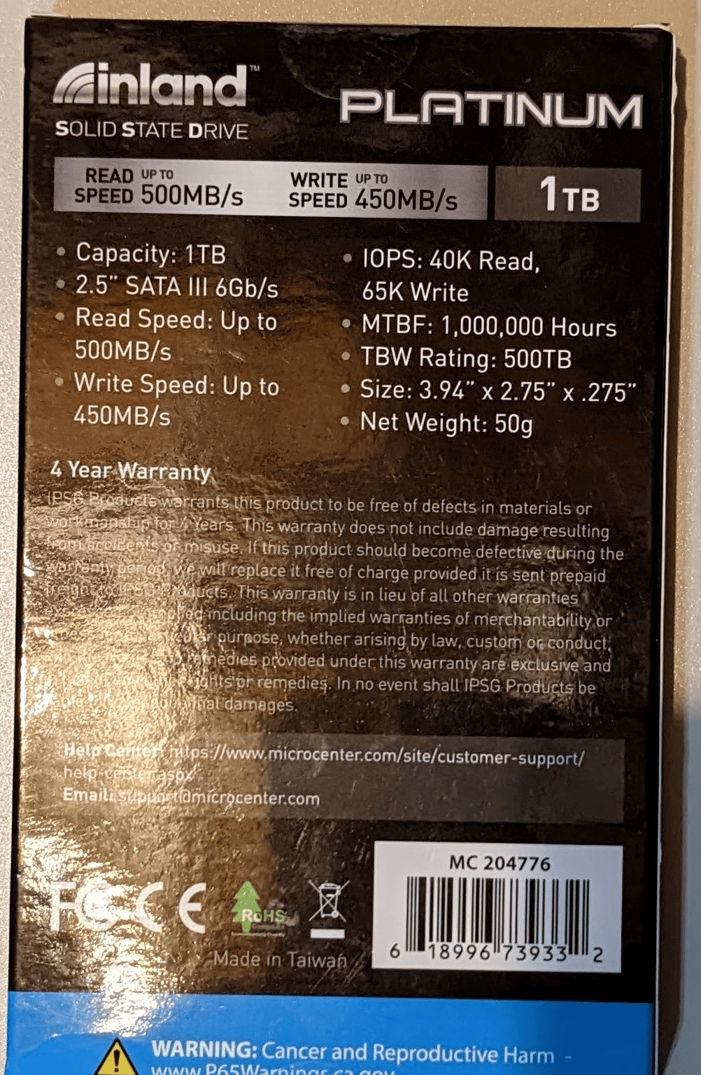 New In Box Inland Platinum 1TB SSD 3D TLC NAND SATA III 6Gb/s 2.5" Internal Solid State Drive