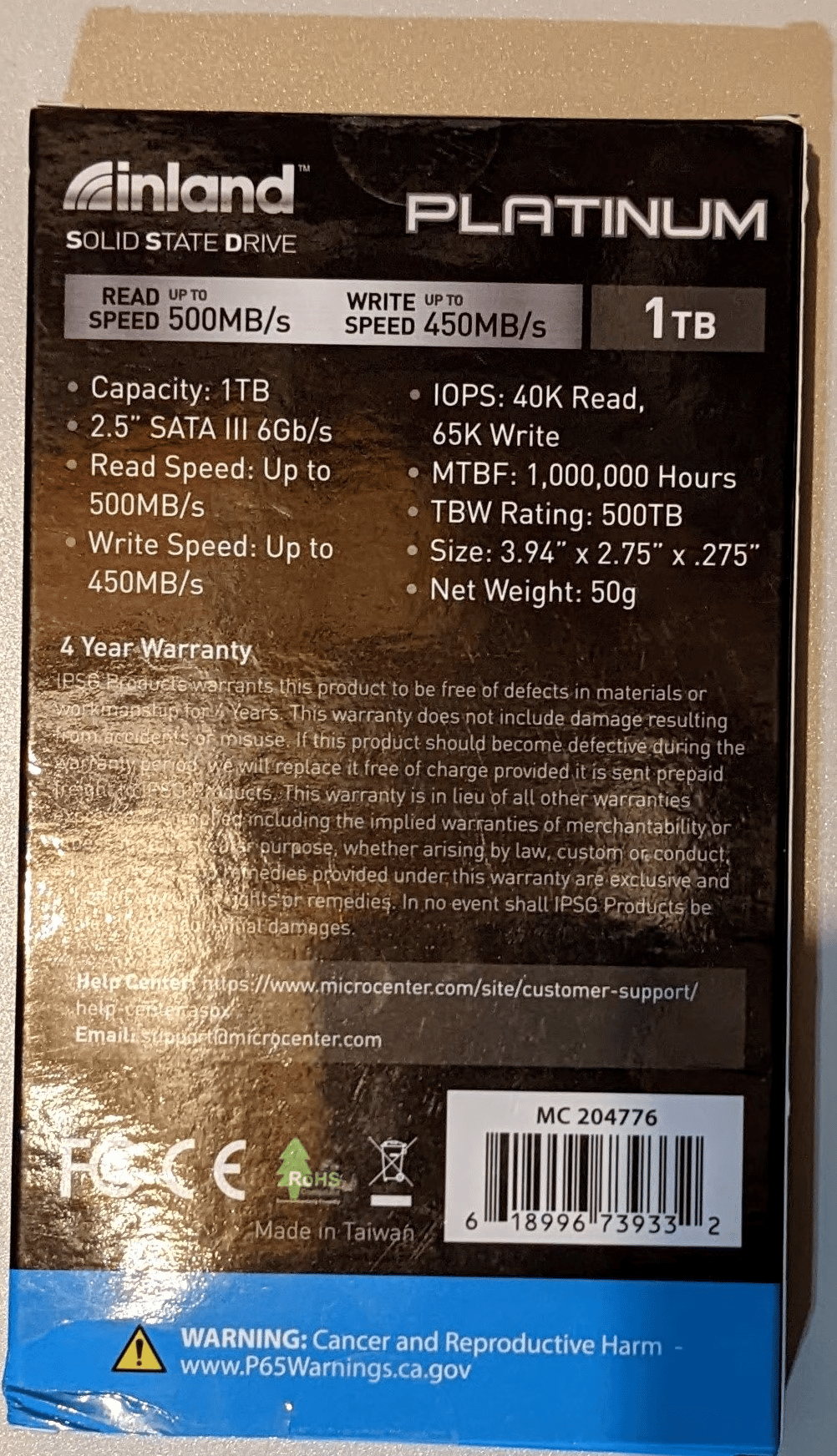New In Box Inland Platinum 1TB SSD 3D TLC NAND SATA III 6Gb/s 2.5" Internal Solid State Drive