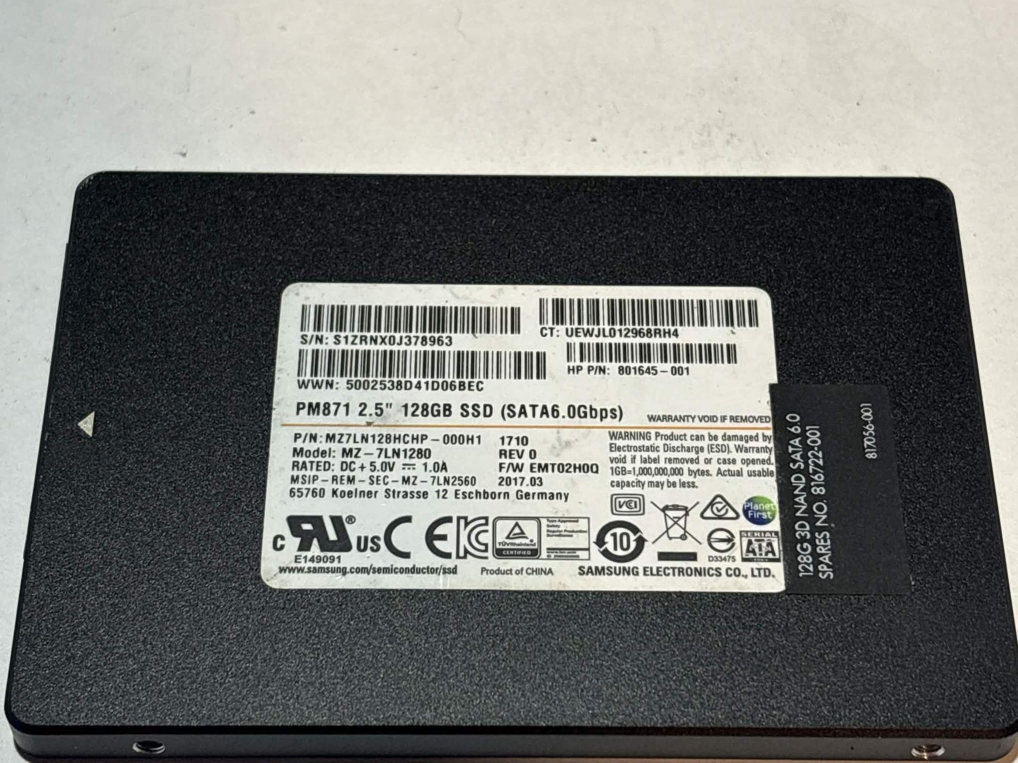 Samsung PM871 128GB SATA SSD | Tested & Functional