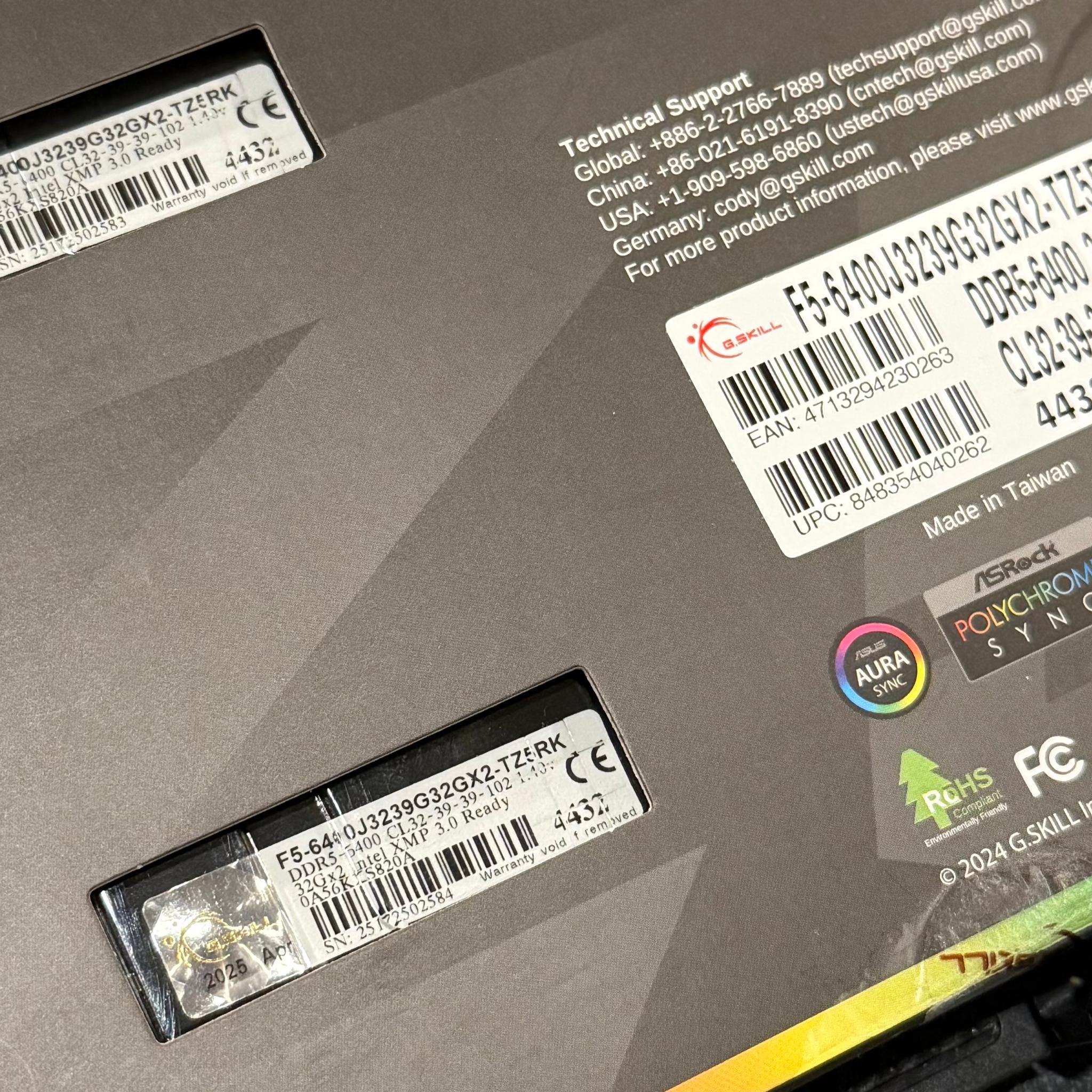 Tested 64GB 6400MHz CL32 Black G.Skill Trident Z5 RGB (2x32GB) DDR5 RAM